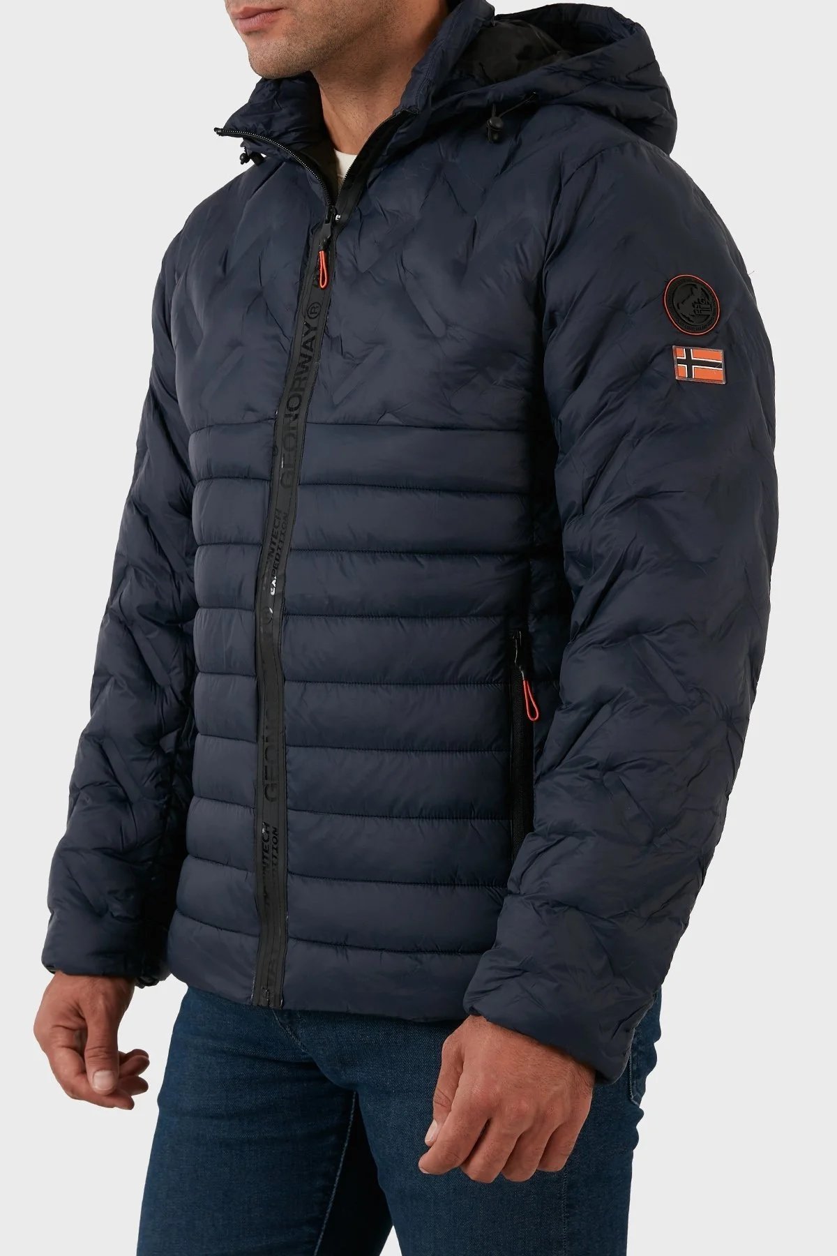 Norway Geographical Rüzgara ve Suya Dayanıklı Çıkarılabilir Kapüşonlu Erkek Mont BURATOR LACİVERT - 2