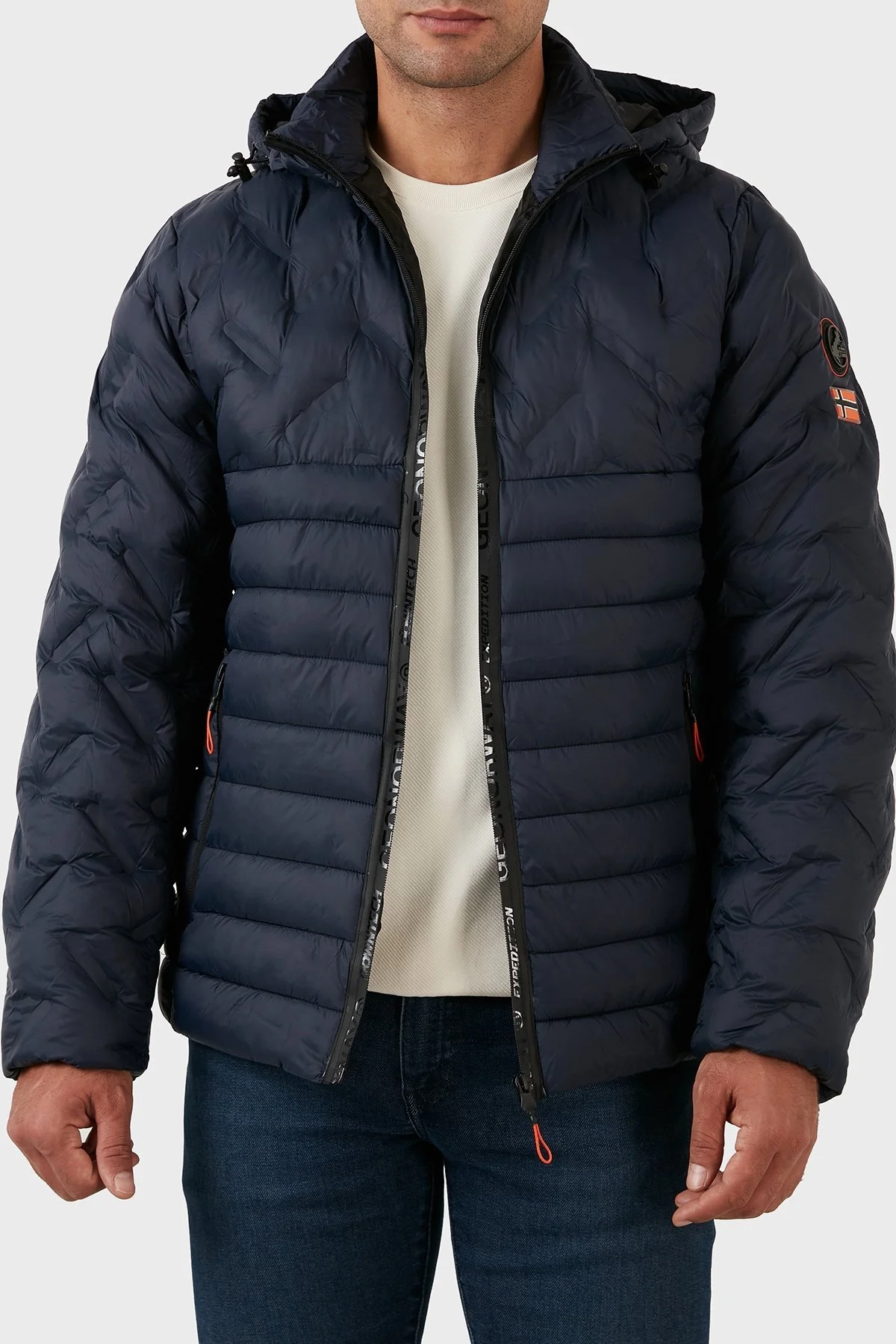 Norway Geographical Rüzgara ve Suya Dayanıklı Çıkarılabilir Kapüşonlu Erkek Mont BURATOR LACİVERT - 4