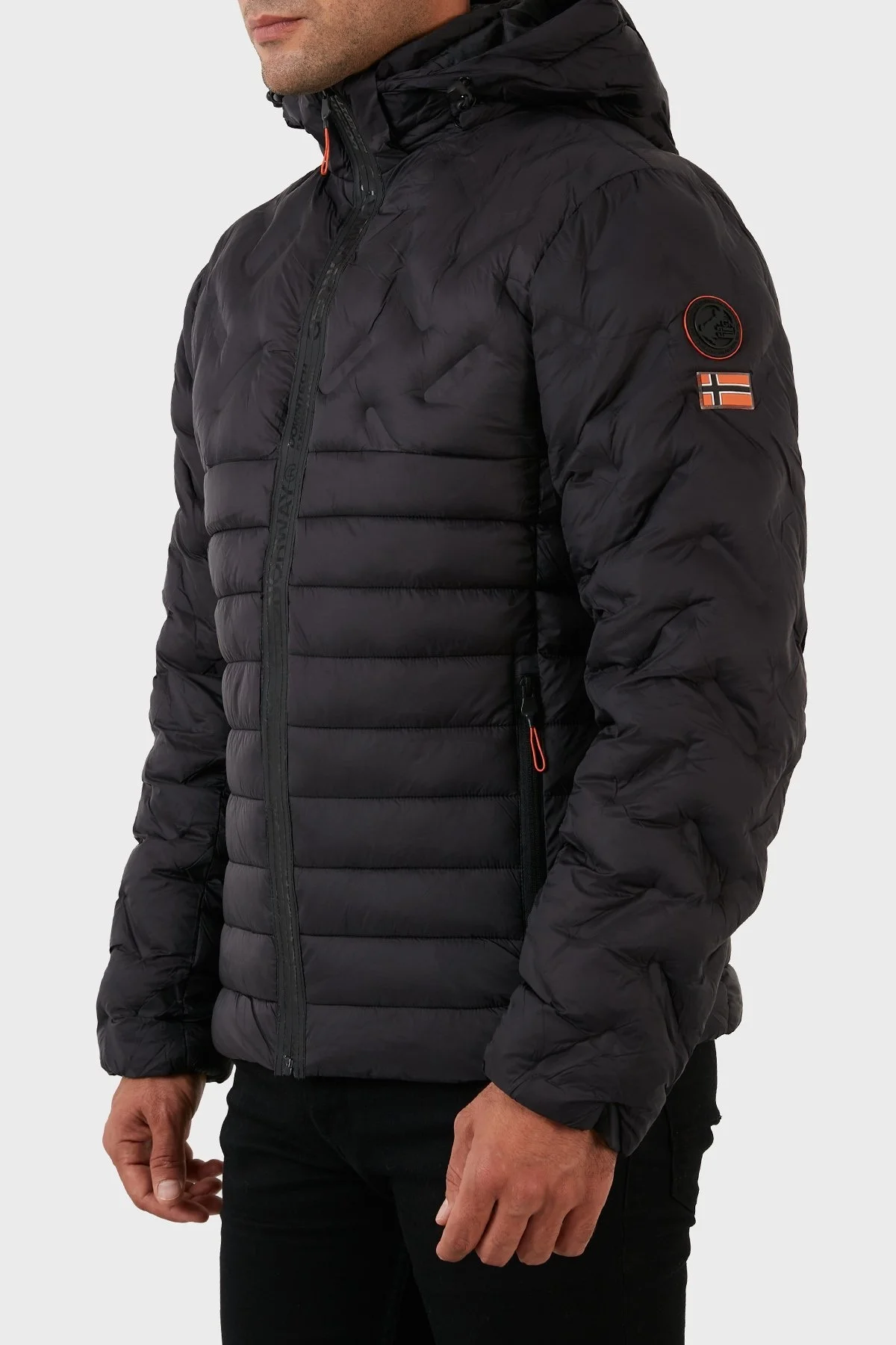 Norway Geographical Rüzgara ve Suya Dayanıklı Çıkarılabilir Kapüşonlu Erkek Mont BURATOR SİYAH - 2