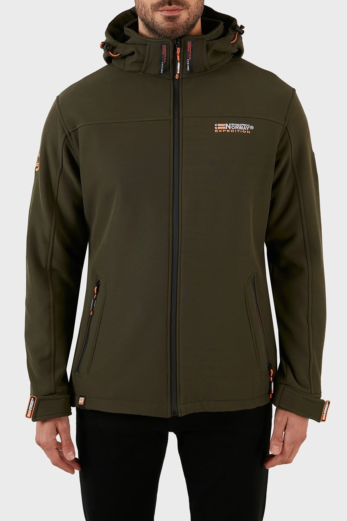 Norway Geographical Rüzgara ve Suya Dayanıklı Çıkarılabilir Kapüşonlu Softshell Erkek Mont TAKENI KAKİ - 1