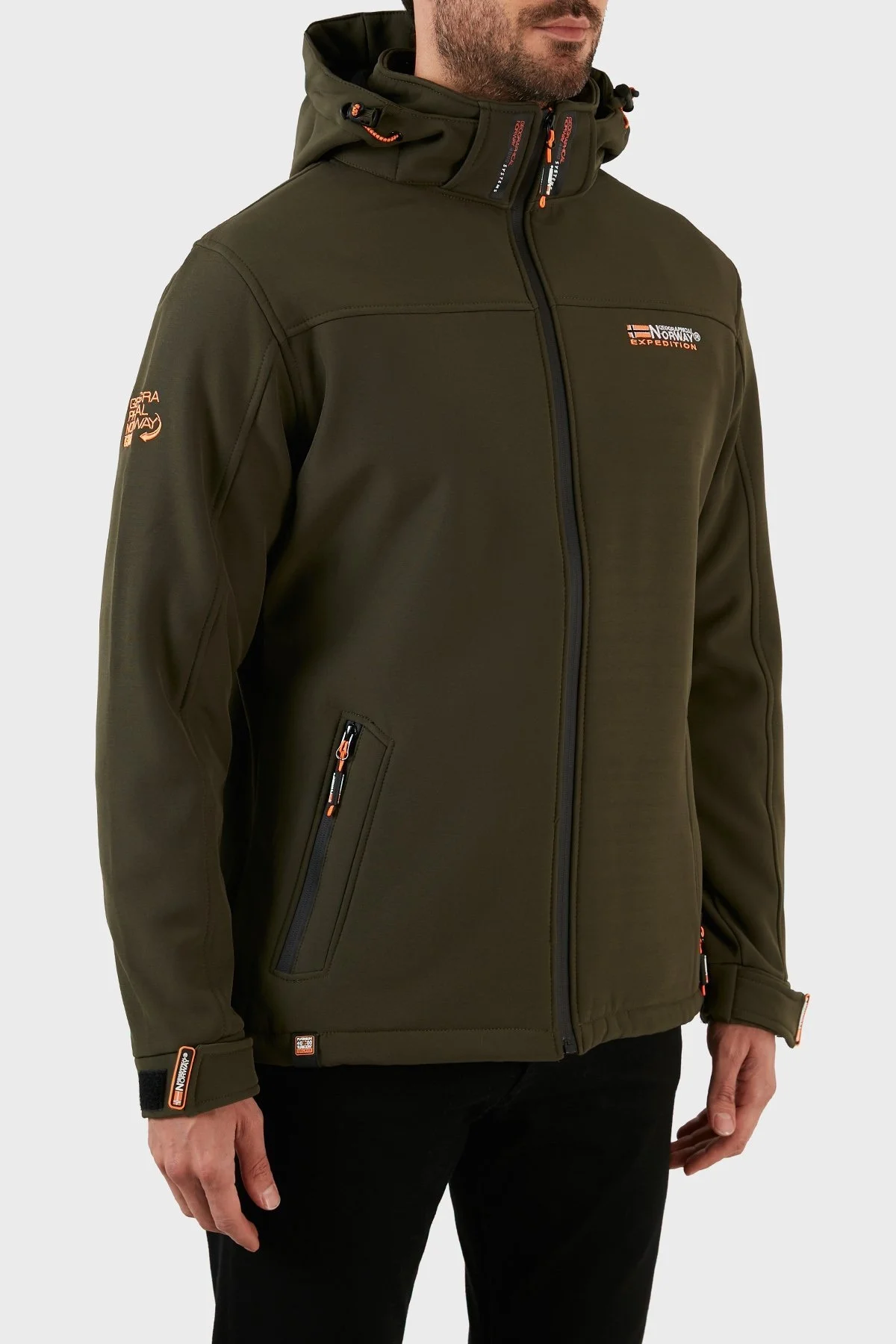 Norway Geographical Rüzgara ve Suya Dayanıklı Çıkarılabilir Kapüşonlu Softshell Erkek Mont TAKENI KAKİ - 3