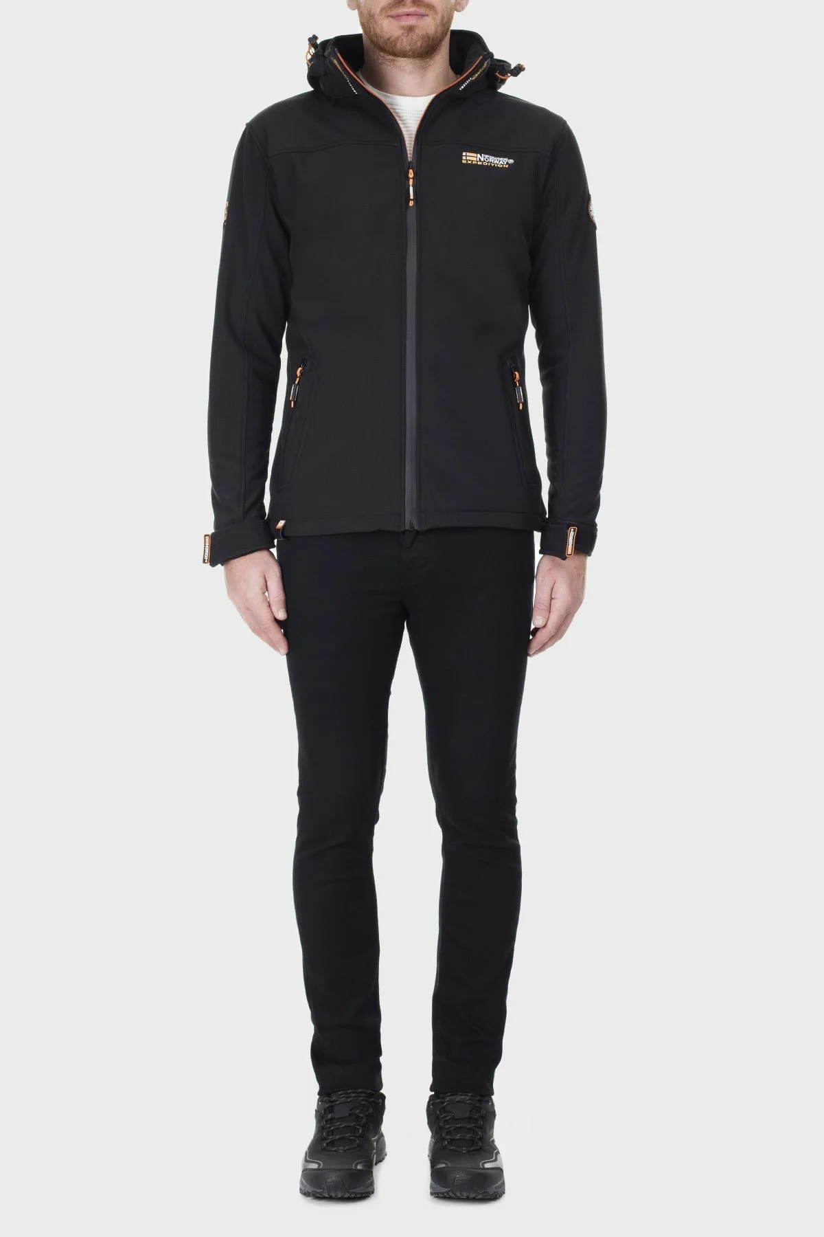 Norway Geographical Rüzgara ve Suya Dayanıklı Çıkarılabilir Kapüşonlu Softshell Erkek Mont TAKENI SİYAH - 14