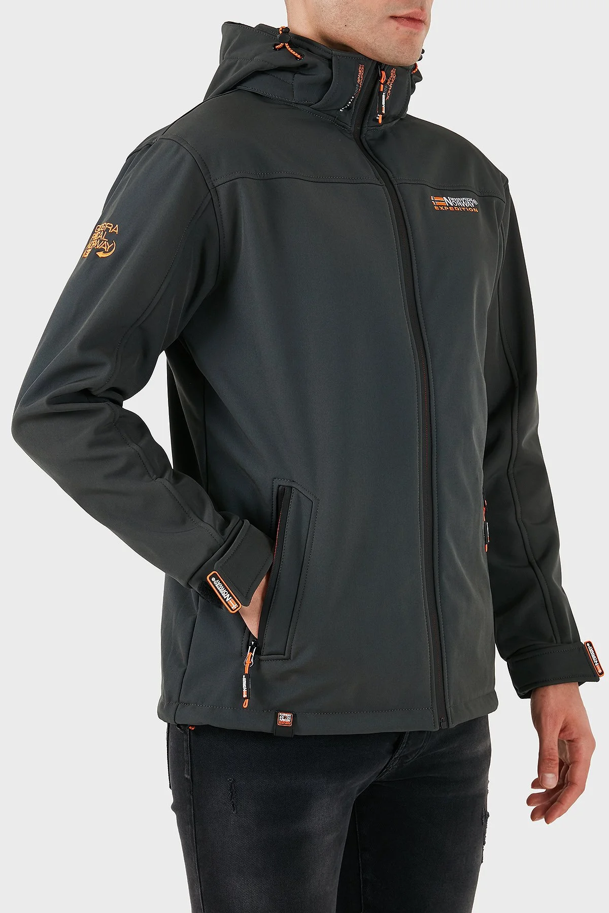 Norway Geographical Rüzgara ve Suya Dayanıklı Çıkarılabilir Kapüşonlu Softshell Erkek Mont TAKENI YEŞİL - 4