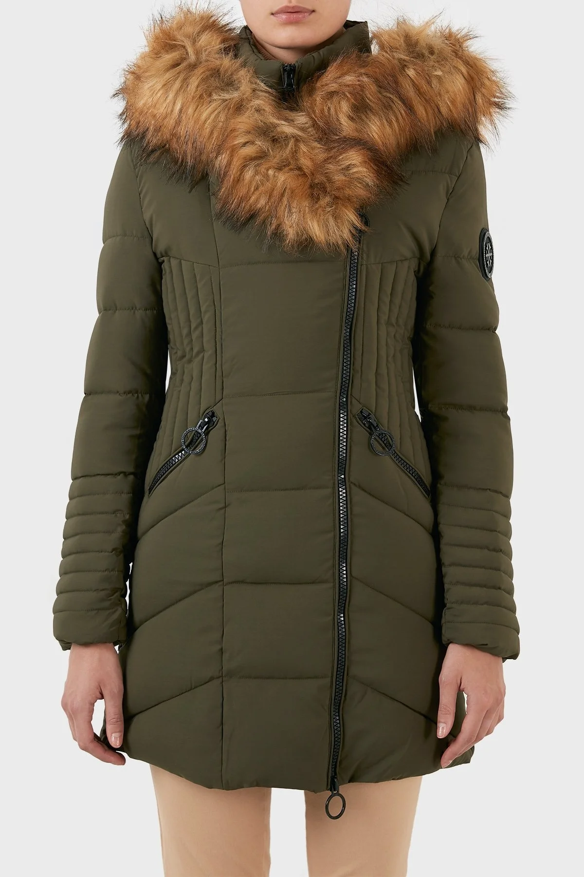 Norway Geographical Rüzgara ve Suya Dayanıklı Kapüşonlu Bayan Parka CHAYA KAKİ - 1