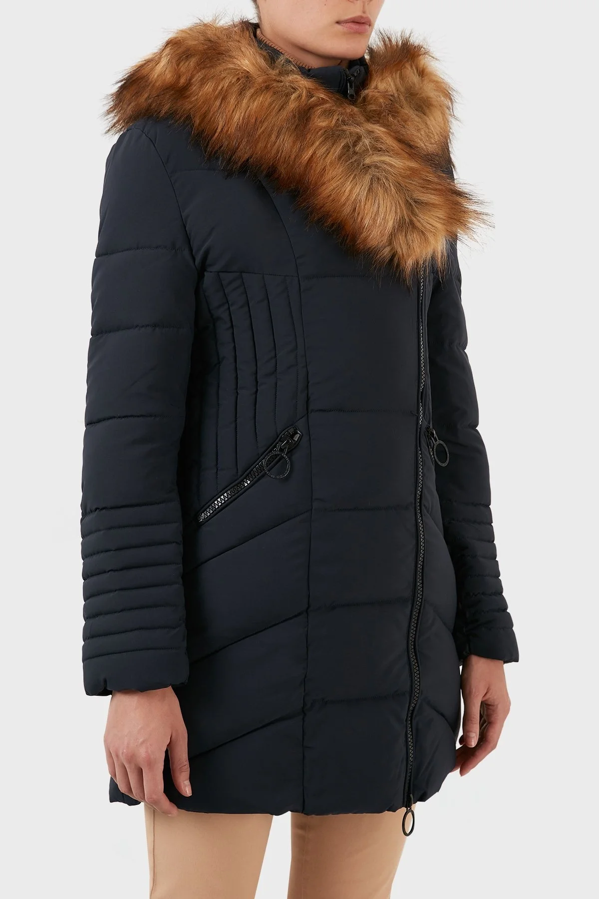 Norway Geographical Rüzgara ve Suya Dayanıklı Kapüşonlu Bayan Parka CHAYA LACİVERT - 10