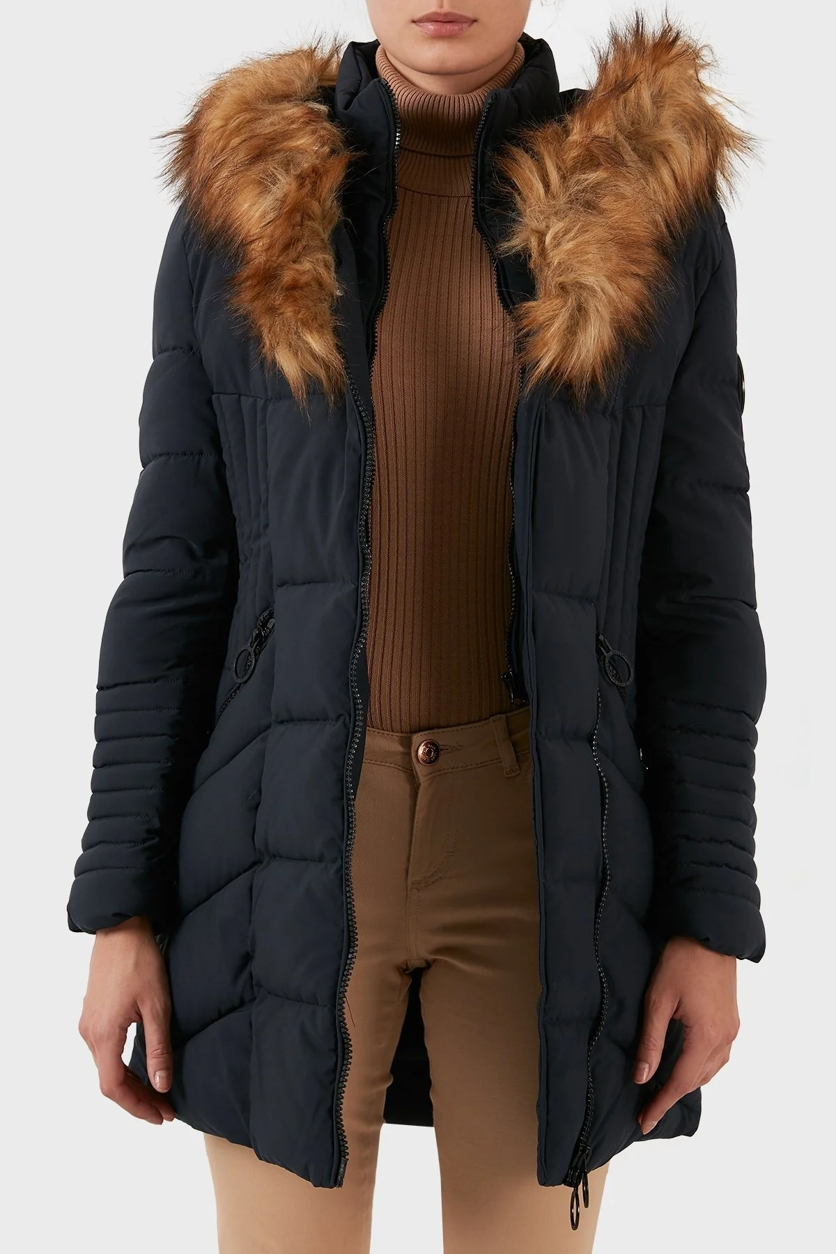 Norway Geographical Rüzgara ve Suya Dayanıklı Kapüşonlu Bayan Parka CHAYA LACİVERT - 11