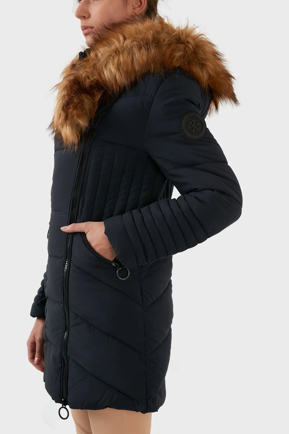 Norway Geographical Rüzgara ve Suya Dayanıklı Kapüşonlu Bayan Parka CHAYA LACİVERT - 12