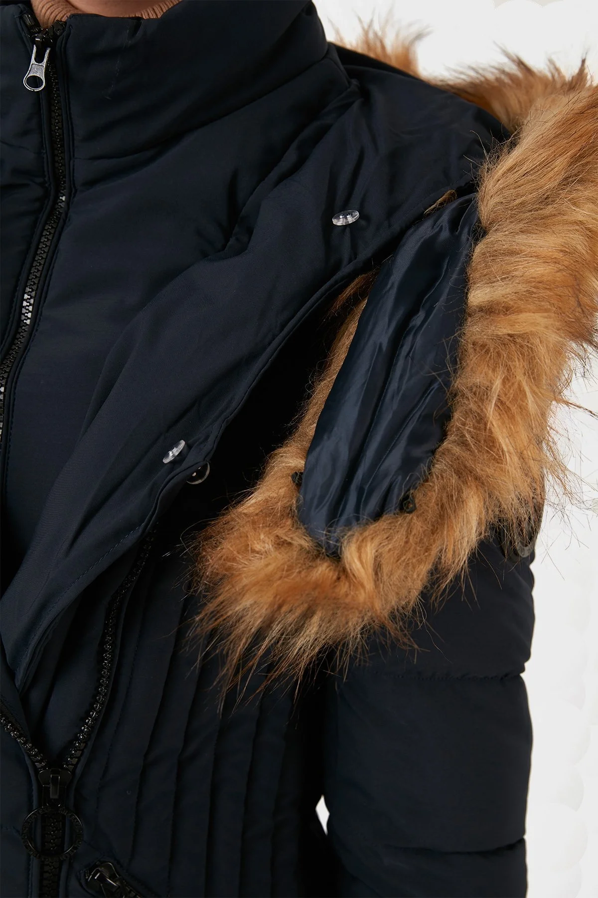 Norway Geographical Rüzgara ve Suya Dayanıklı Kapüşonlu Bayan Parka CHAYA LACİVERT - 13