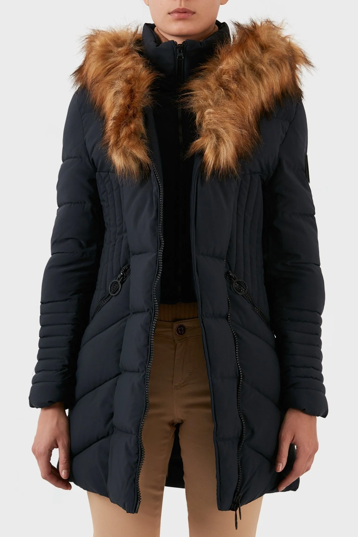 Norway Geographical Rüzgara ve Suya Dayanıklı Kapüşonlu Bayan Parka CHAYA LACİVERT - 15