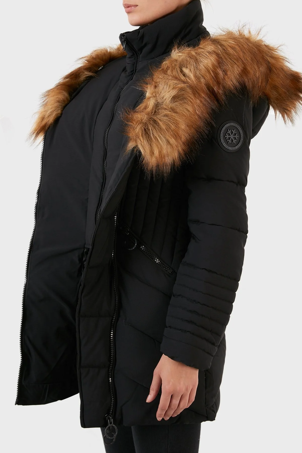 Norway Geographical Rüzgara ve Suya Dayanıklı Kapüşonlu Bayan Parka CHAYA SİYAH - 3