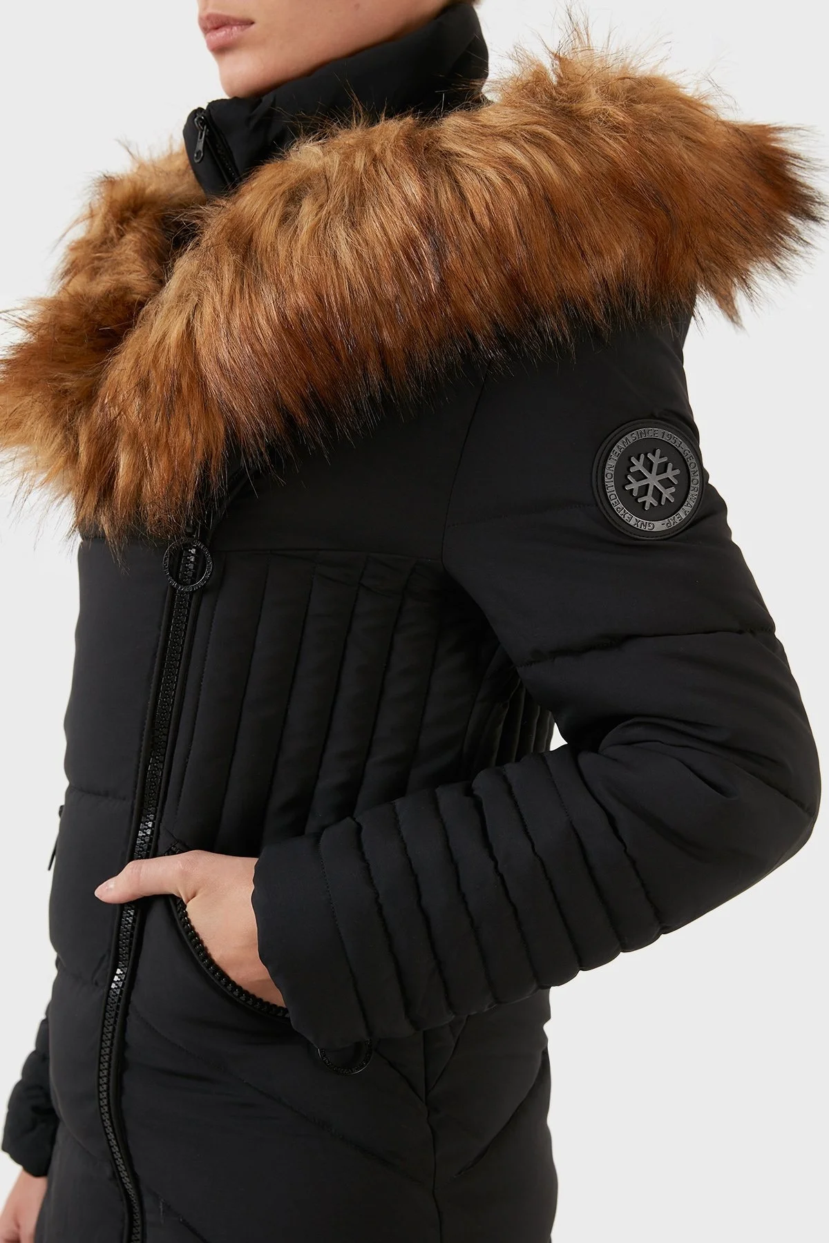 Norway Geographical Rüzgara ve Suya Dayanıklı Kapüşonlu Bayan Parka CHAYA SİYAH - 4