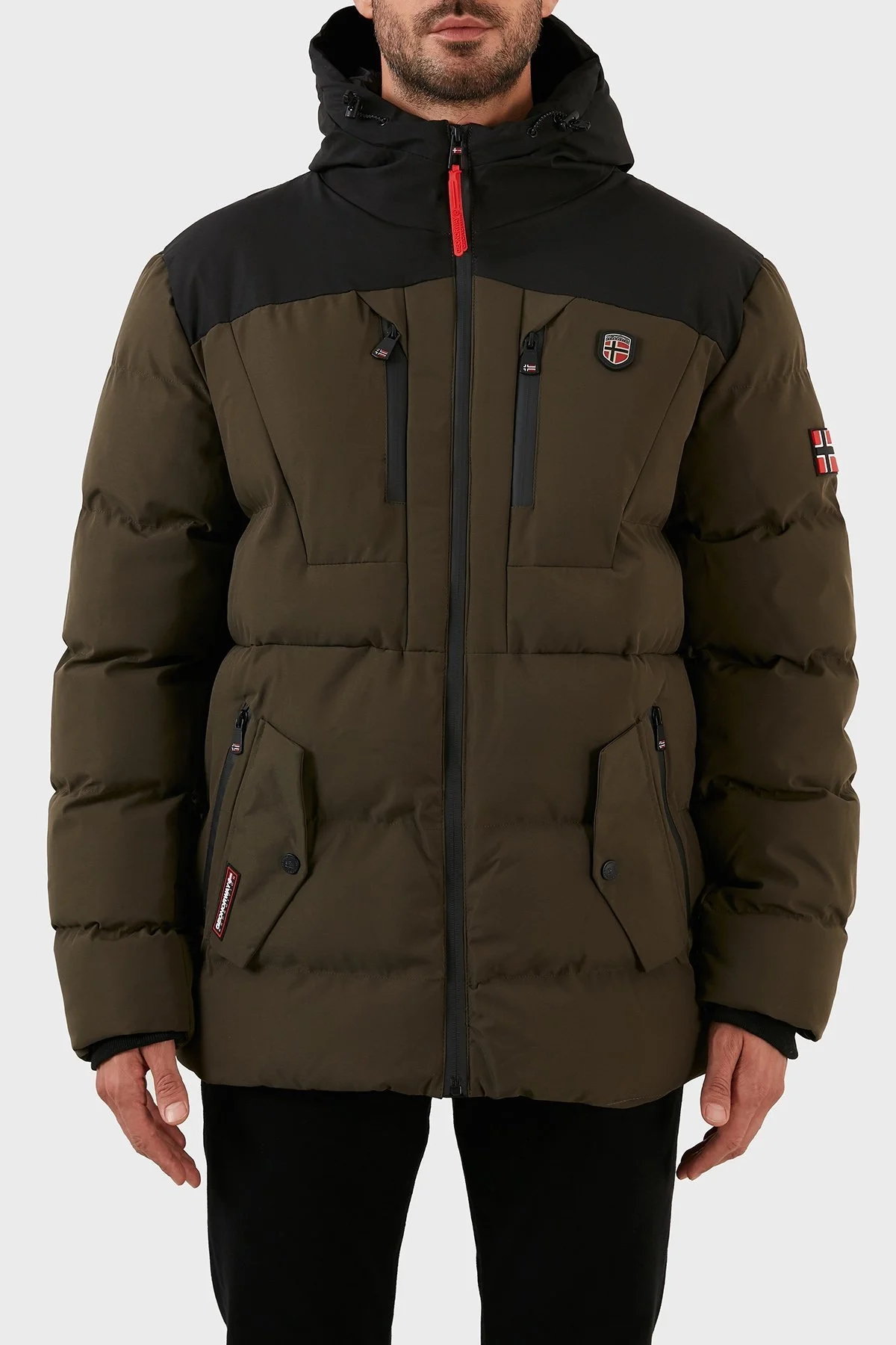Norway Geographical Rüzgara ve Suya Dayanıklı Kapüşonlu Erkek Parka CACHOT KAKİ - 1