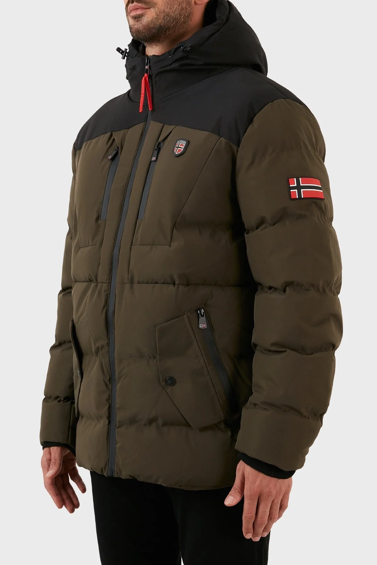 Norway Geographical Rüzgara ve Suya Dayanıklı Kapüşonlu Erkek Parka CACHOT KAKİ - 2