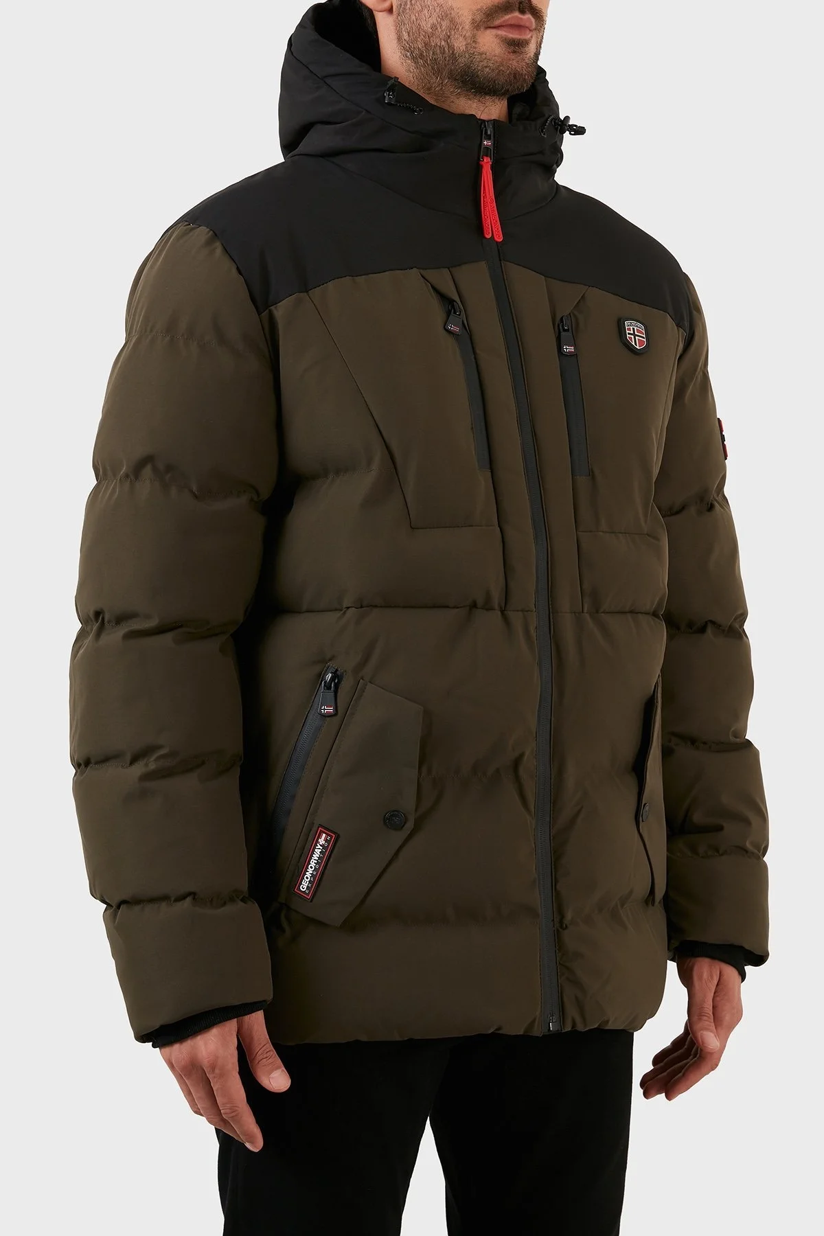 Norway Geographical Rüzgara ve Suya Dayanıklı Kapüşonlu Erkek Parka CACHOT KAKİ - 3
