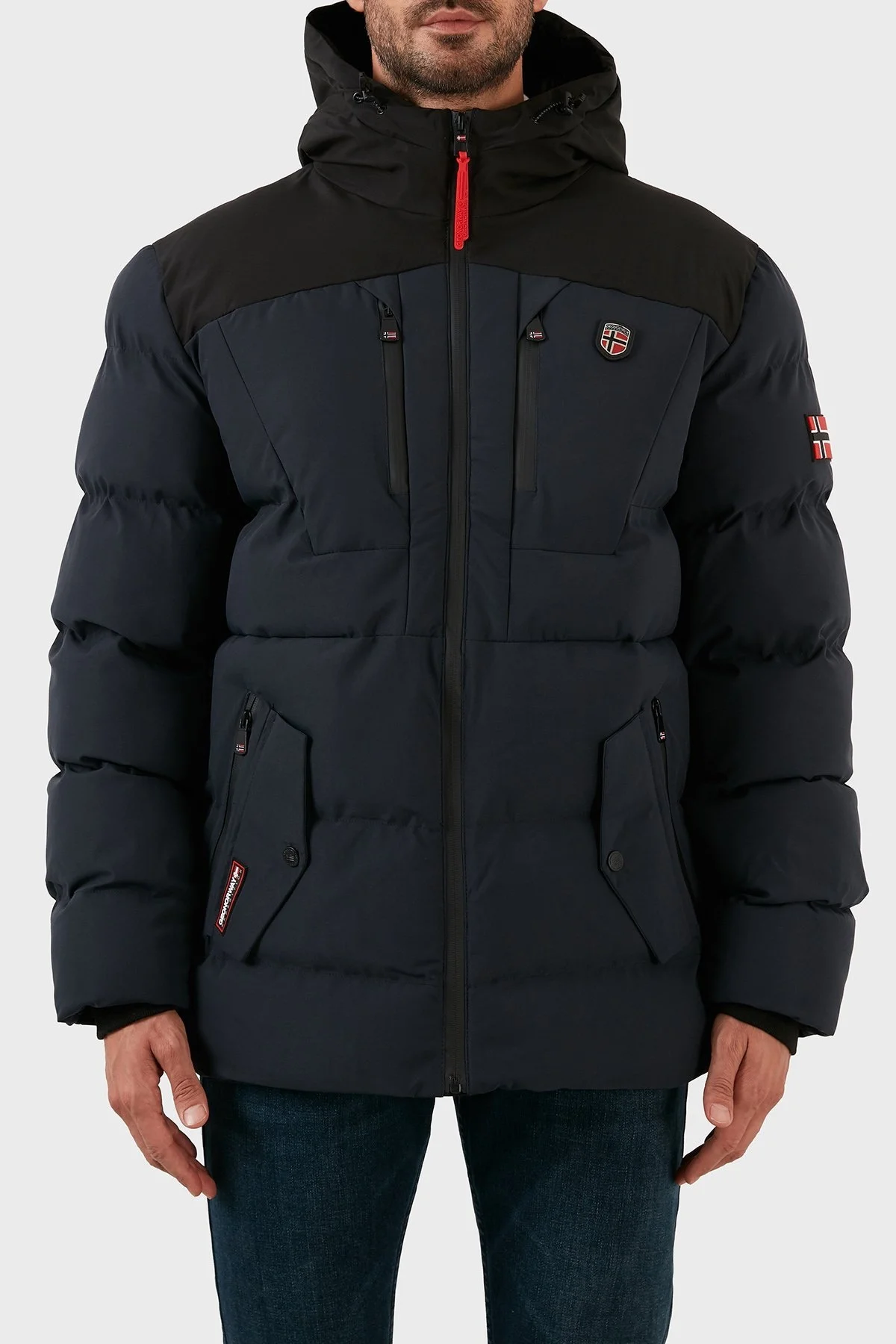 Norway Geographical Rüzgara ve Suya Dayanıklı Kapüşonlu Erkek Parka CACHOT LACİVERT - 1