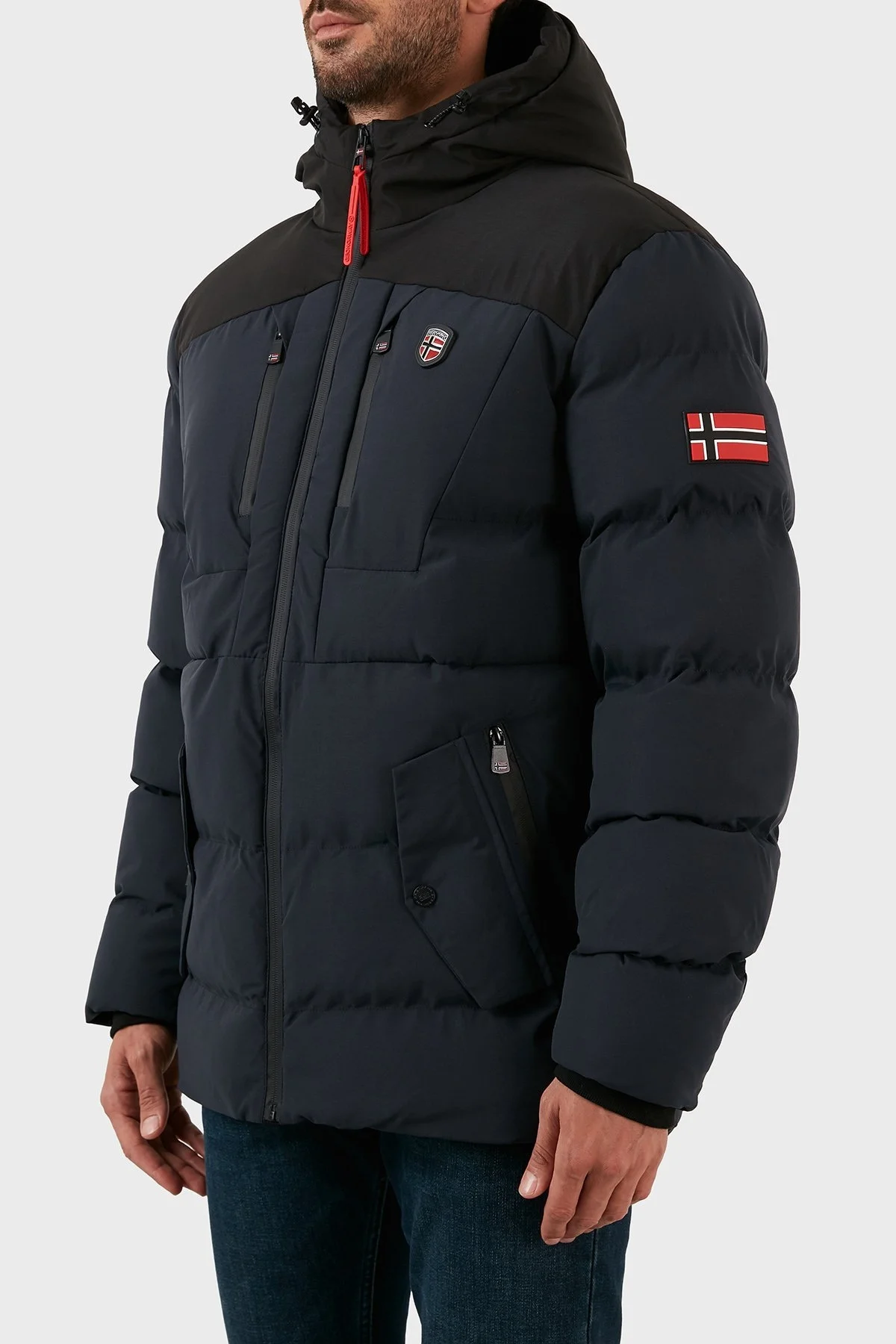 Norway Geographical Rüzgara ve Suya Dayanıklı Kapüşonlu Erkek Parka CACHOT LACİVERT - 2