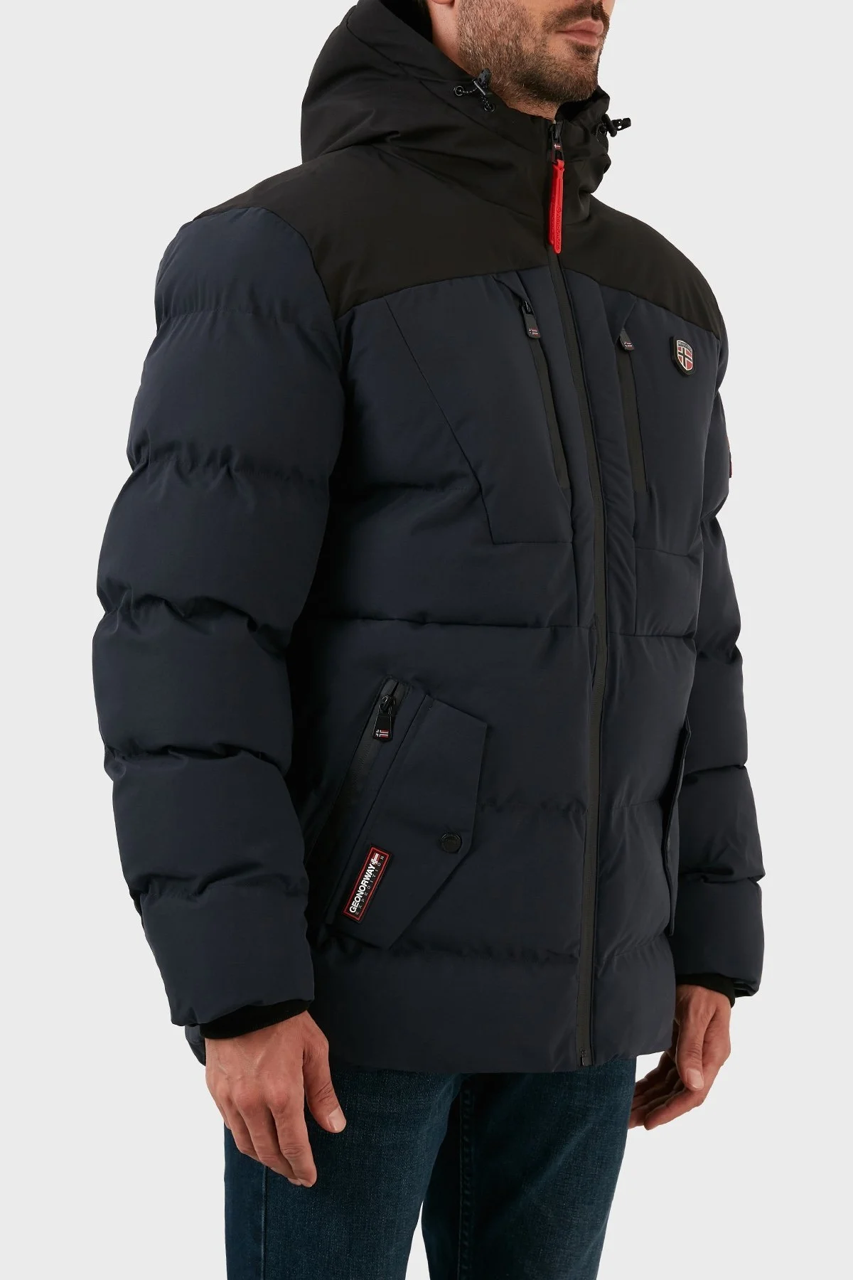 Norway Geographical Rüzgara ve Suya Dayanıklı Kapüşonlu Erkek Parka CACHOT LACİVERT - 3