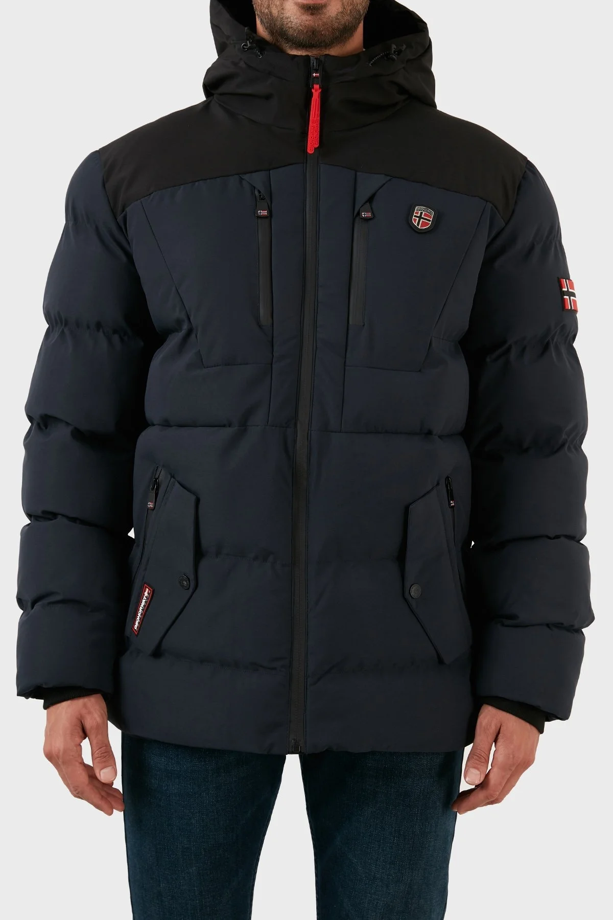 Norway Geographical Rüzgara ve Suya Dayanıklı Kapüşonlu Erkek Parka CACHOT LACİVERT - 7