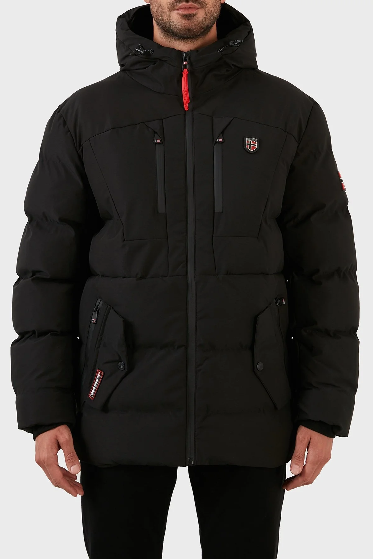 Norway Geographical Rüzgara ve Suya Dayanıklı Kapüşonlu Erkek Parka CACHOT SİYAH - 1