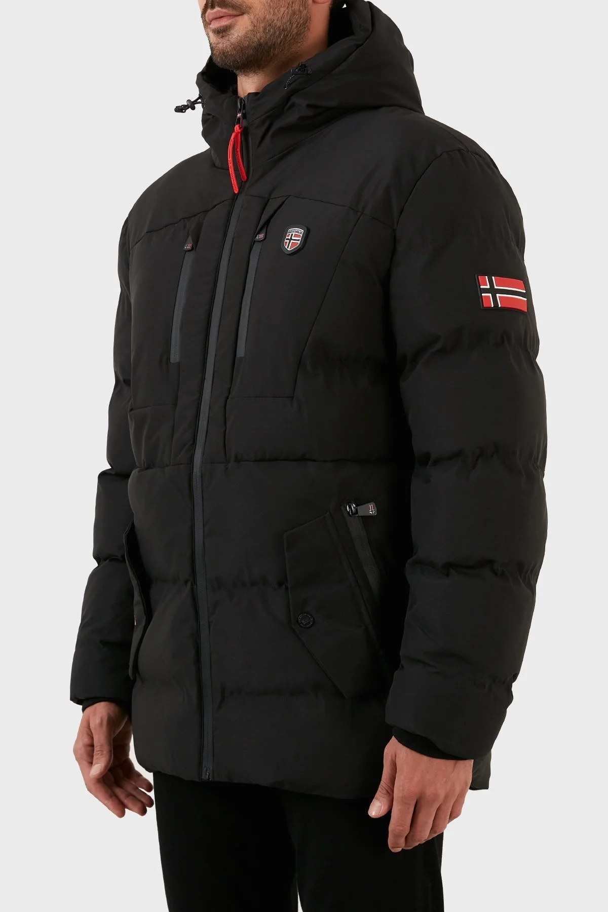 Norway Geographical Rüzgara ve Suya Dayanıklı Kapüşonlu Erkek Parka CACHOT SİYAH - 2