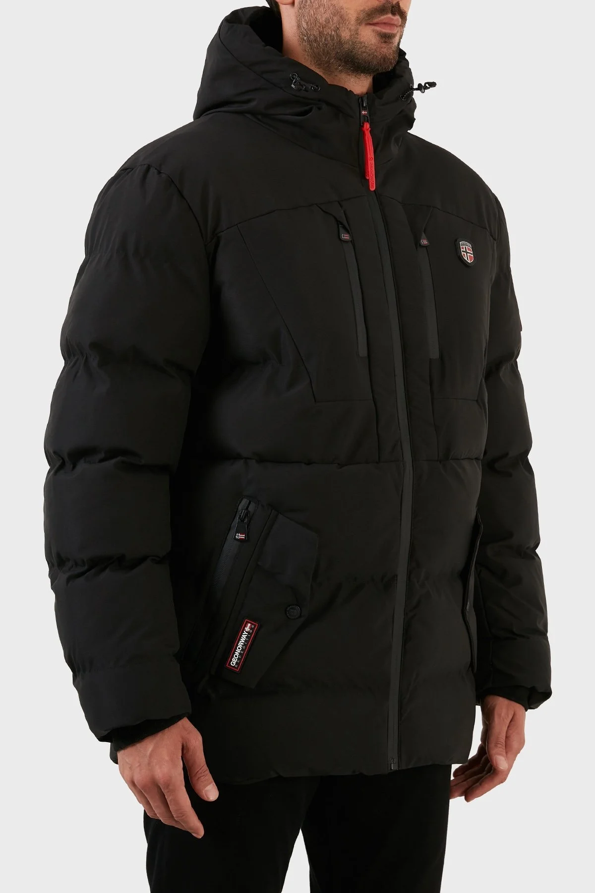 Norway Geographical Rüzgara ve Suya Dayanıklı Kapüşonlu Erkek Parka CACHOT SİYAH - 3