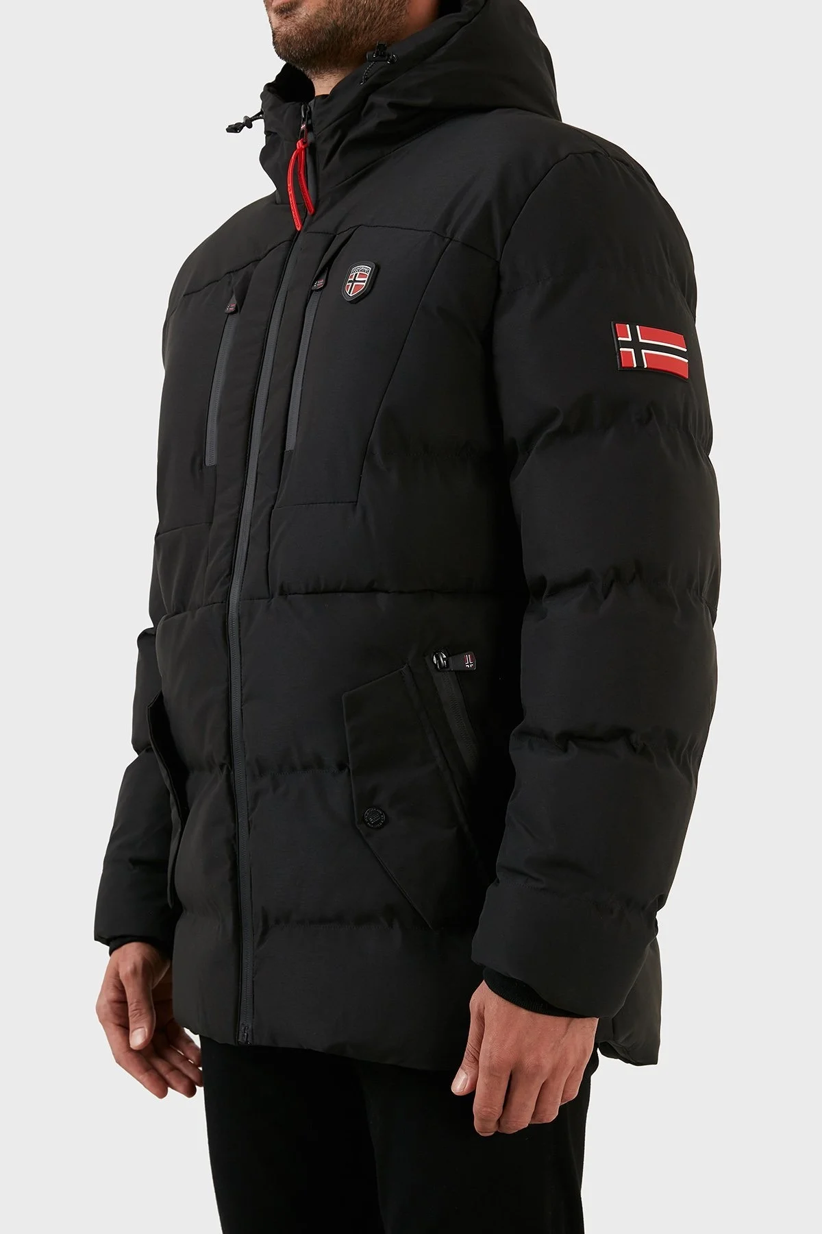 Norway Geographical Rüzgara ve Suya Dayanıklı Kapüşonlu Erkek Parka CACHOT SİYAH - 7