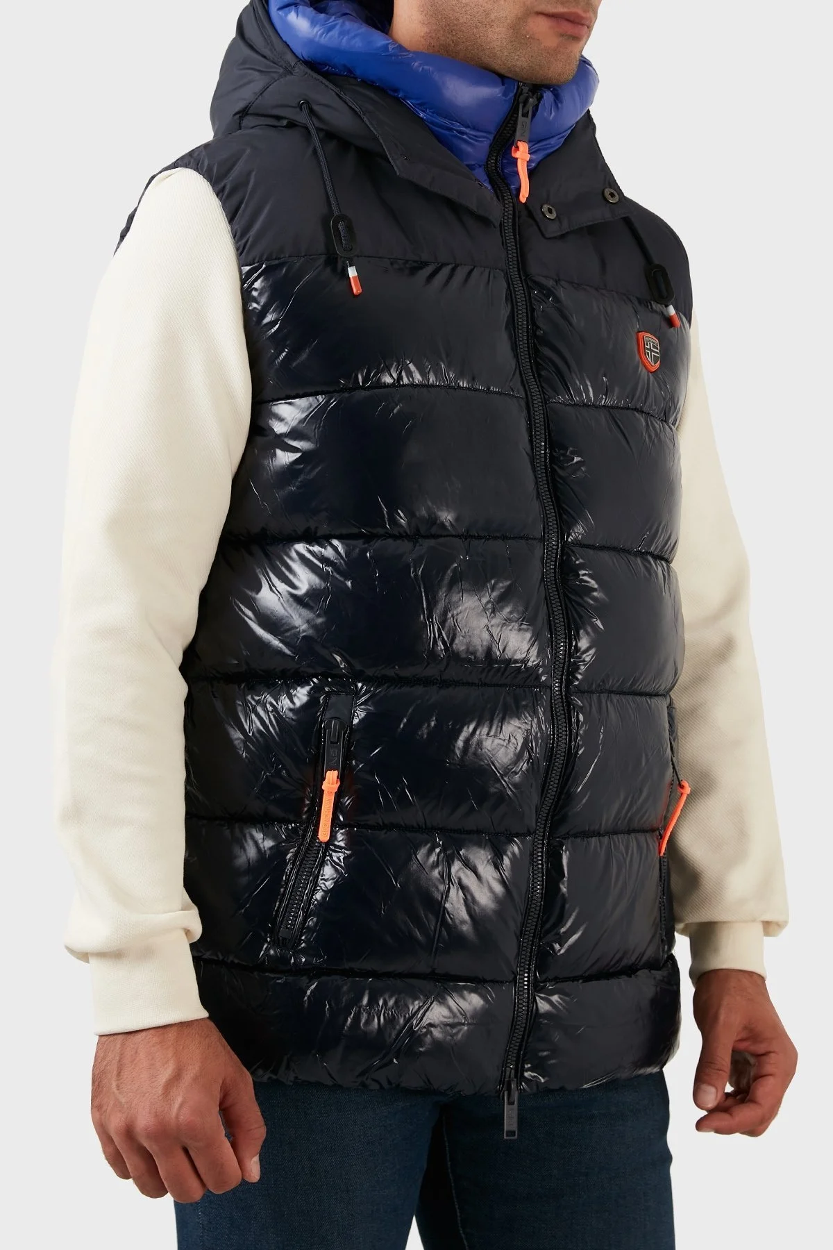 Norway Geographical Rüzgara ve Suya Dayanıklı Kapüşonlu Şişme Erkek Yelek VENTOR LACİVERT - 9