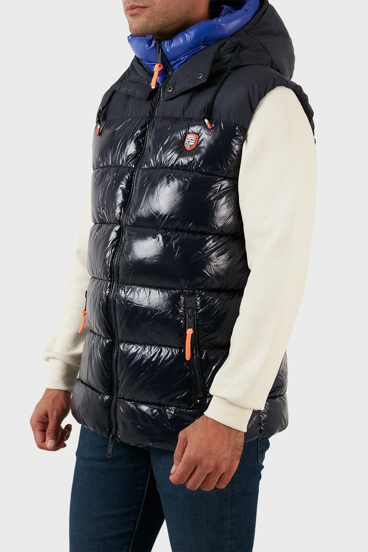 Norway Geographical Rüzgara ve Suya Dayanıklı Kapüşonlu Şişme Erkek Yelek VENTOR LACİVERT - 10