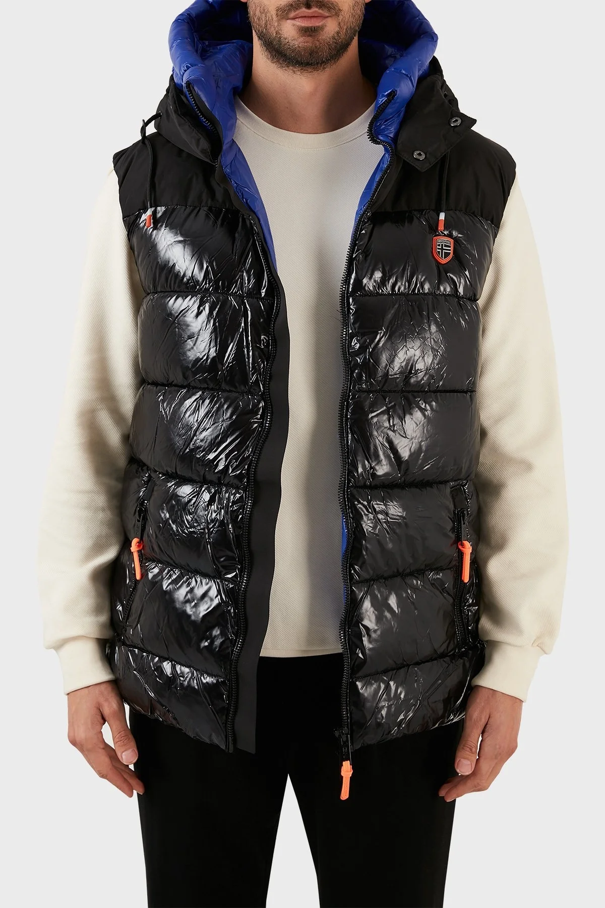 Norway Geographical Rüzgara ve Suya Dayanıklı Kapüşonlu Şişme Erkek Yelek VENTOR SİYAH - 11