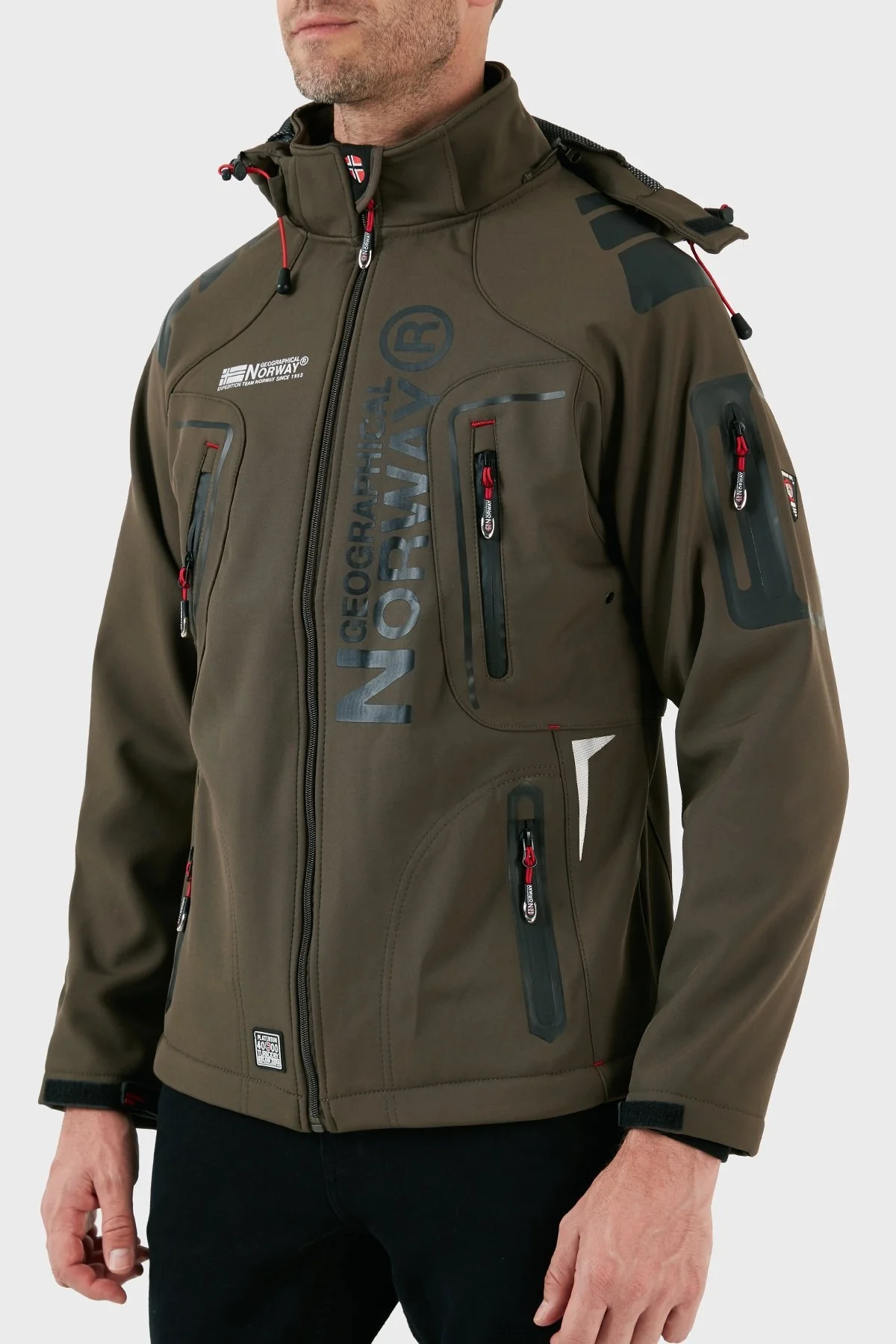 Norway Geographical Su Geçirmez 4000 mm Kapüşonlu Outdoor Erkek Mont TECHNO HAKİ-SİYAH - 9