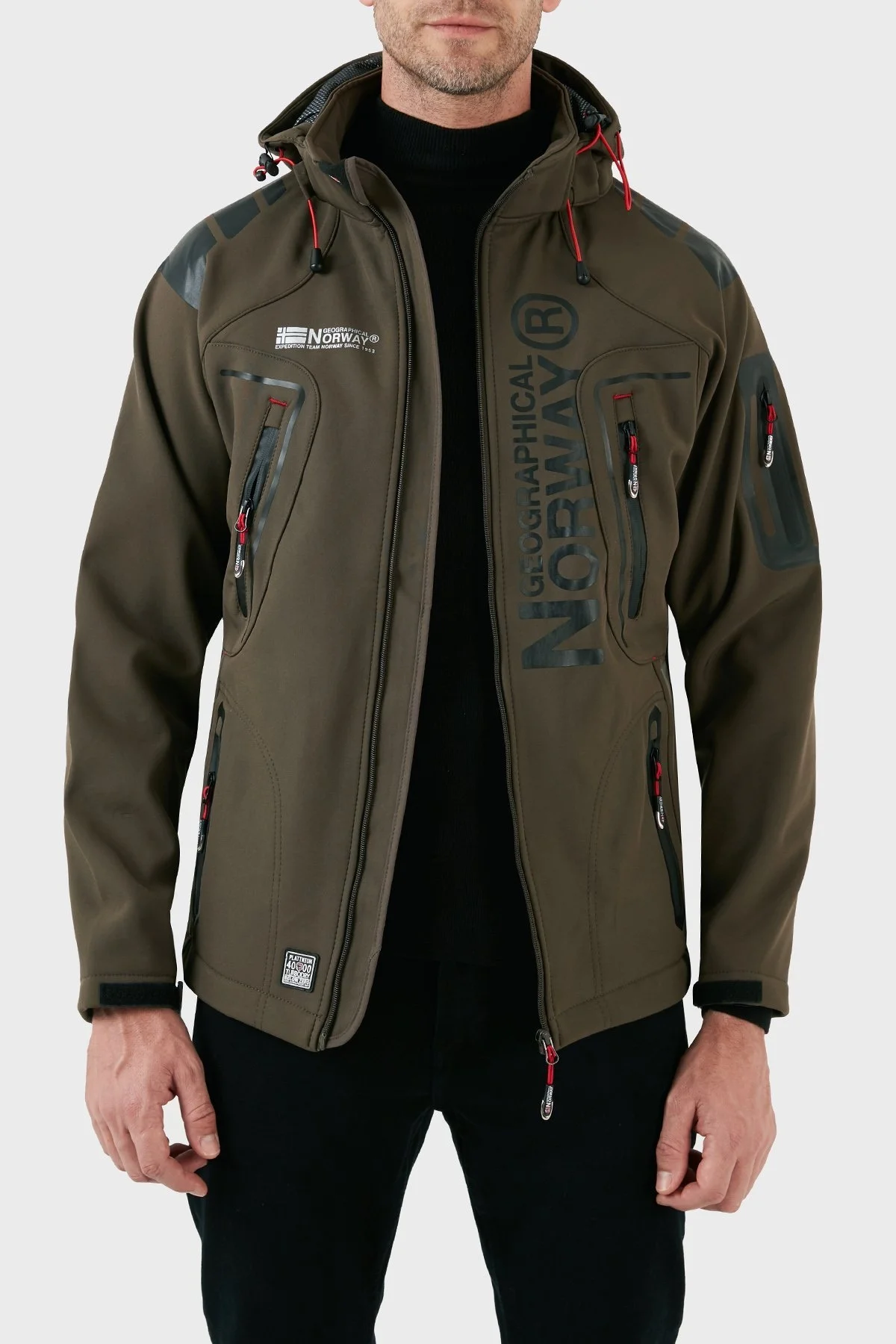 Norway Geographical Su Geçirmez 4000 mm Kapüşonlu Outdoor Erkek Mont TECHNO HAKİ-SİYAH - 11