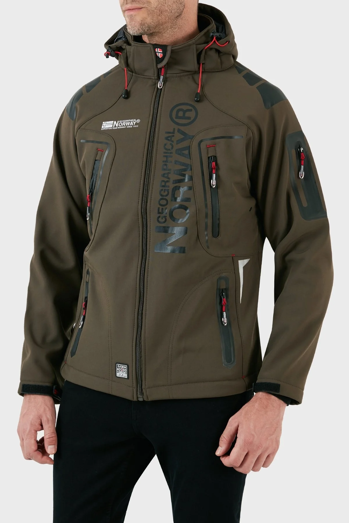 Norway Geographical Su Geçirmez 4000 mm Kapüşonlu Outdoor Erkek Mont TECHNO HAKİ-SİYAH - 13