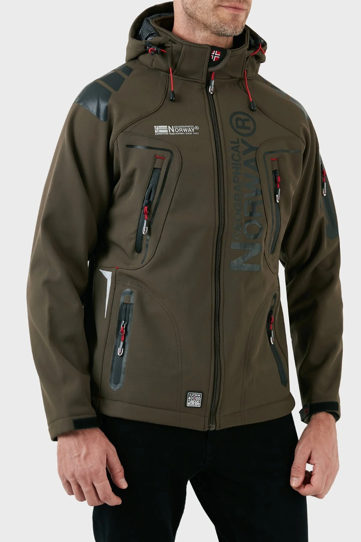 Norway Geographical Su Geçirmez 4000 mm Kapüşonlu Outdoor Erkek Mont TECHNO HAKİ-SİYAH - 14
