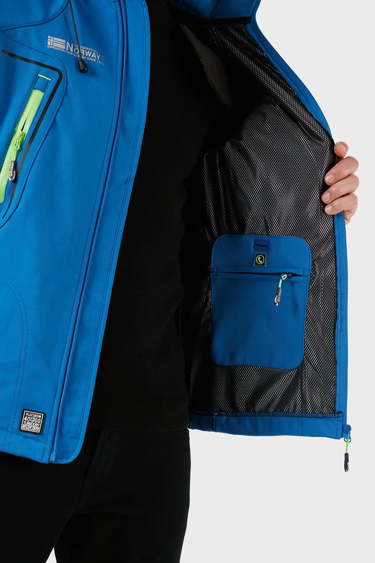 Norway Geographical Su Geçirmez 4000 mm Kapüşonlu Outdoor Erkek Mont TECHNO MAVİ-YEŞİL - 5