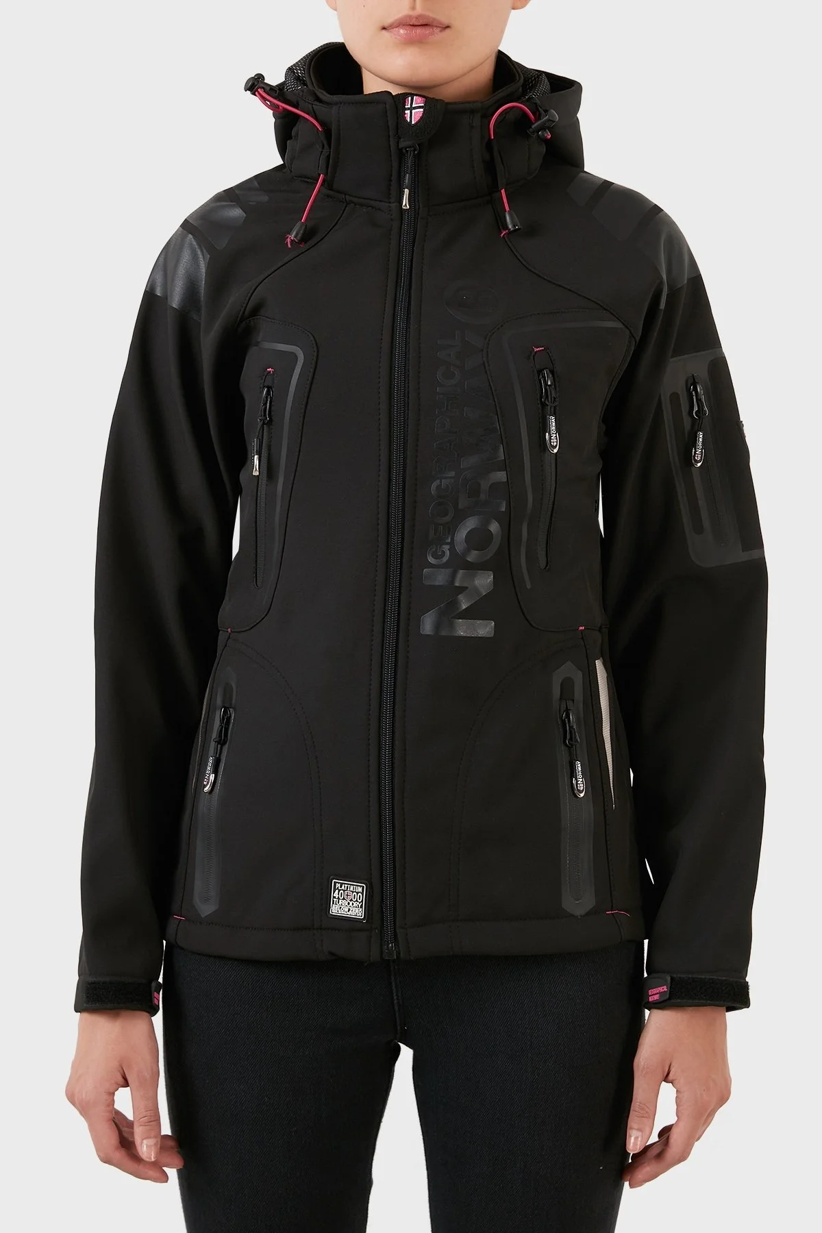 Norway Geographical Su Geçirmez 4000 mm Softshell Çıkarılabilir Kapüşonlu Bayan Mont TISLAND SİYAH - 8
