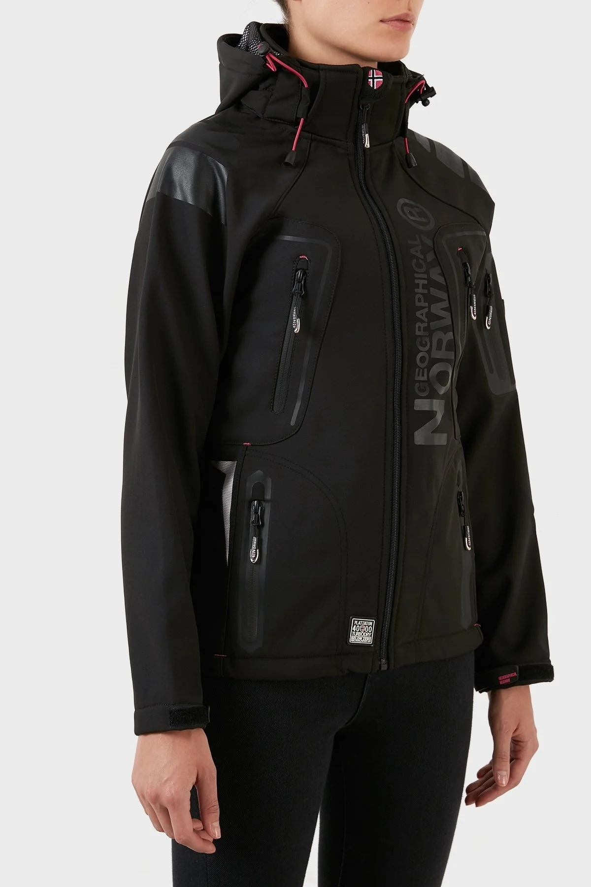 Norway Geographical Su Geçirmez 4000 mm Softshell Çıkarılabilir Kapüşonlu Bayan Mont TISLAND SİYAH - 9