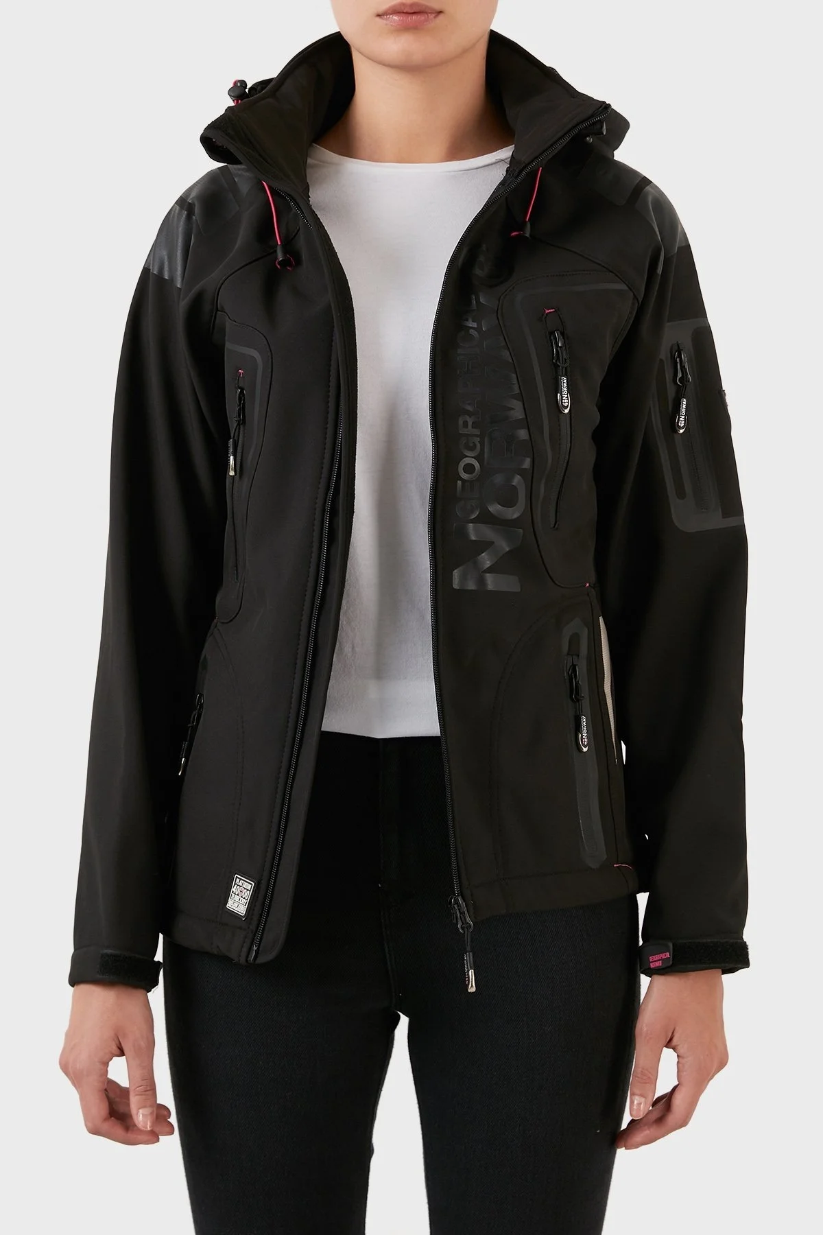 Norway Geographical Su Geçirmez 4000 mm Softshell Çıkarılabilir Kapüşonlu Bayan Mont TISLAND SİYAH - 11