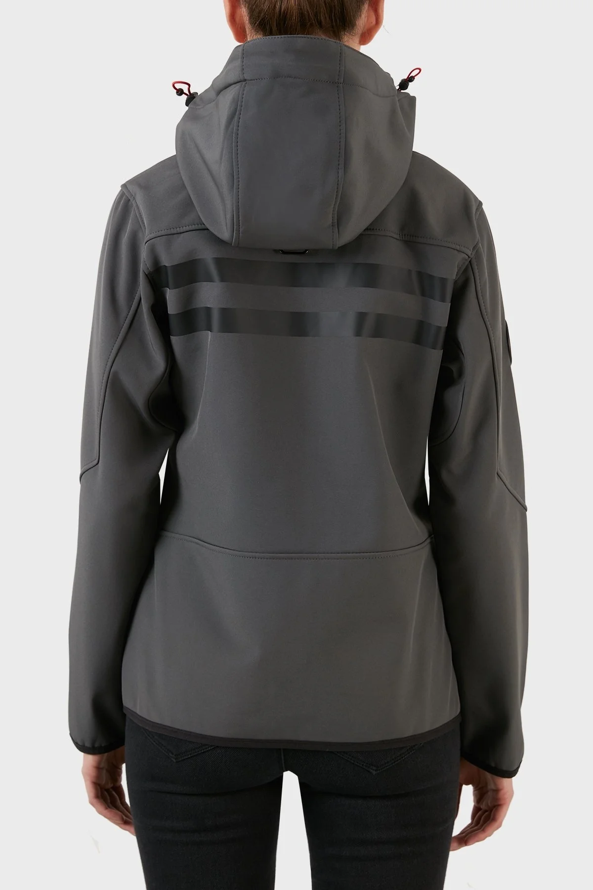 Norway Geographical Su Geçirmez 5000 mm Softshell Çıkarılabilir Kapüşonlu Bayan Mont REINE KOYU GRİ-SİYAH - 7