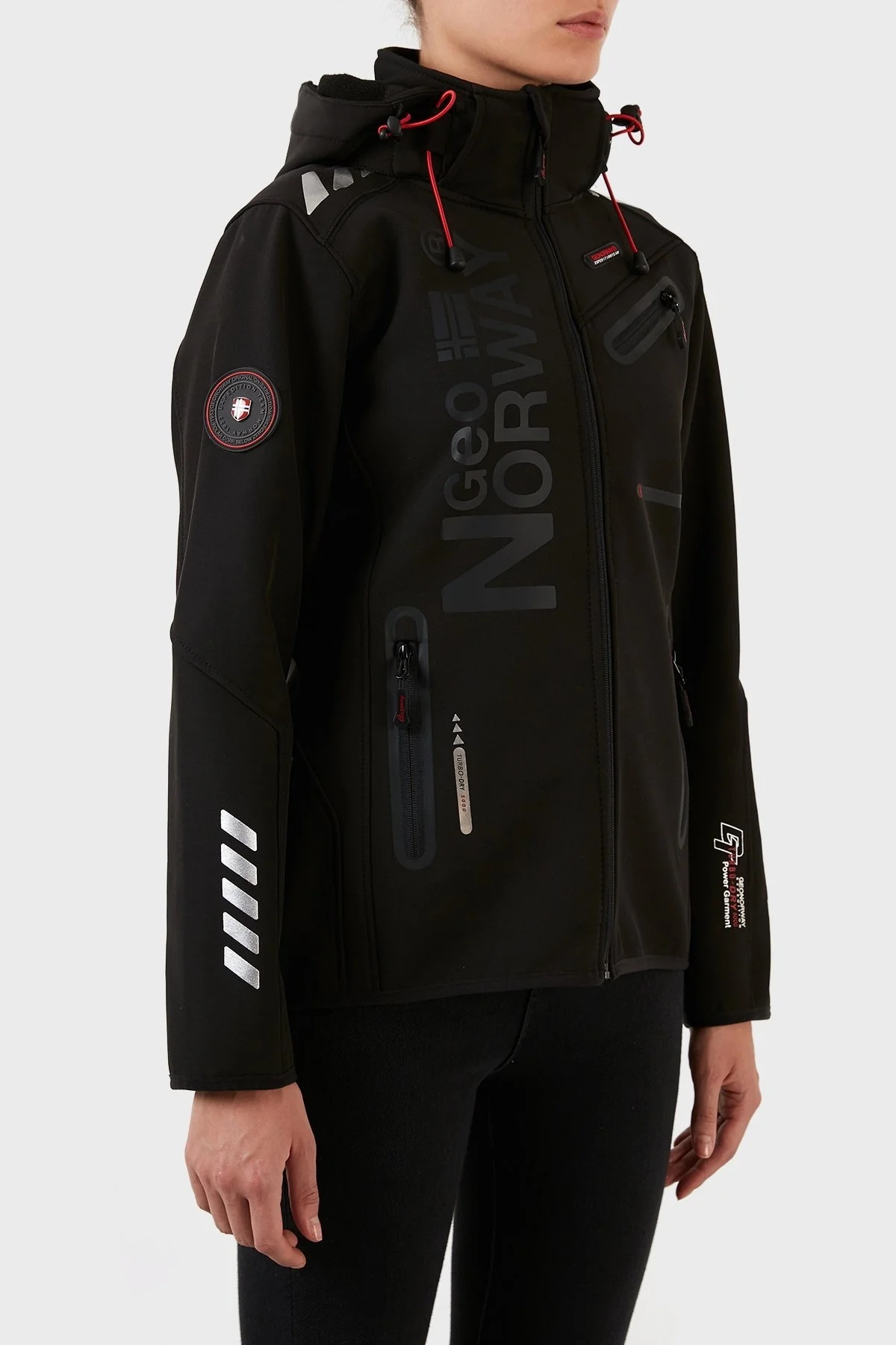 Norway Geographical Su Geçirmez 5000 mm Softshell Çıkarılabilir Kapüşonlu Bayan Mont REINE SİYAH-SİYAH - 3