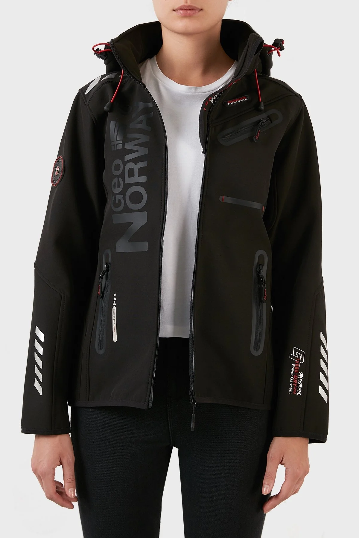 Norway Geographical Su Geçirmez 5000 mm Softshell Çıkarılabilir Kapüşonlu Bayan Mont REINE SİYAH-SİYAH - 4
