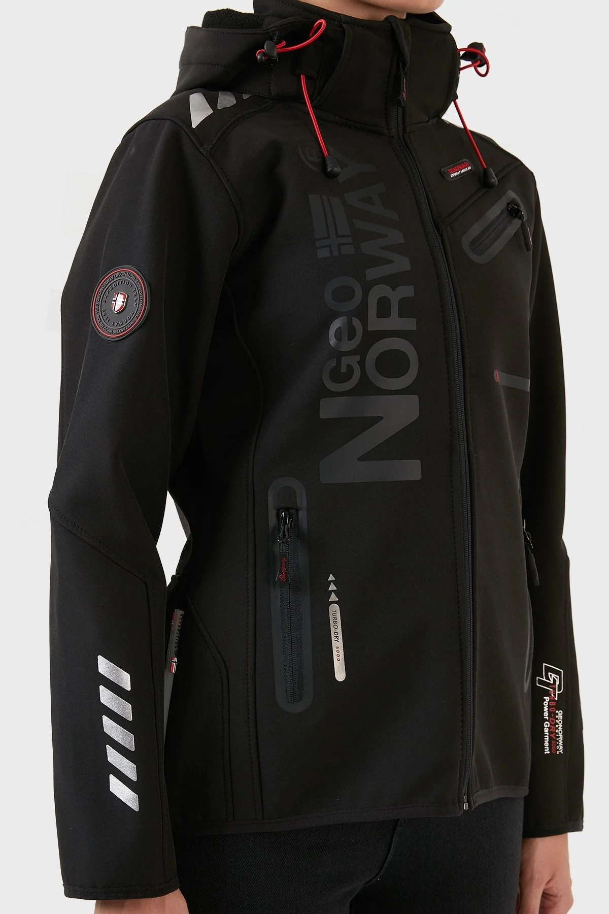 Norway Geographical Su Geçirmez 5000 mm Softshell Çıkarılabilir Kapüşonlu Bayan Mont REINE SİYAH-SİYAH - 5