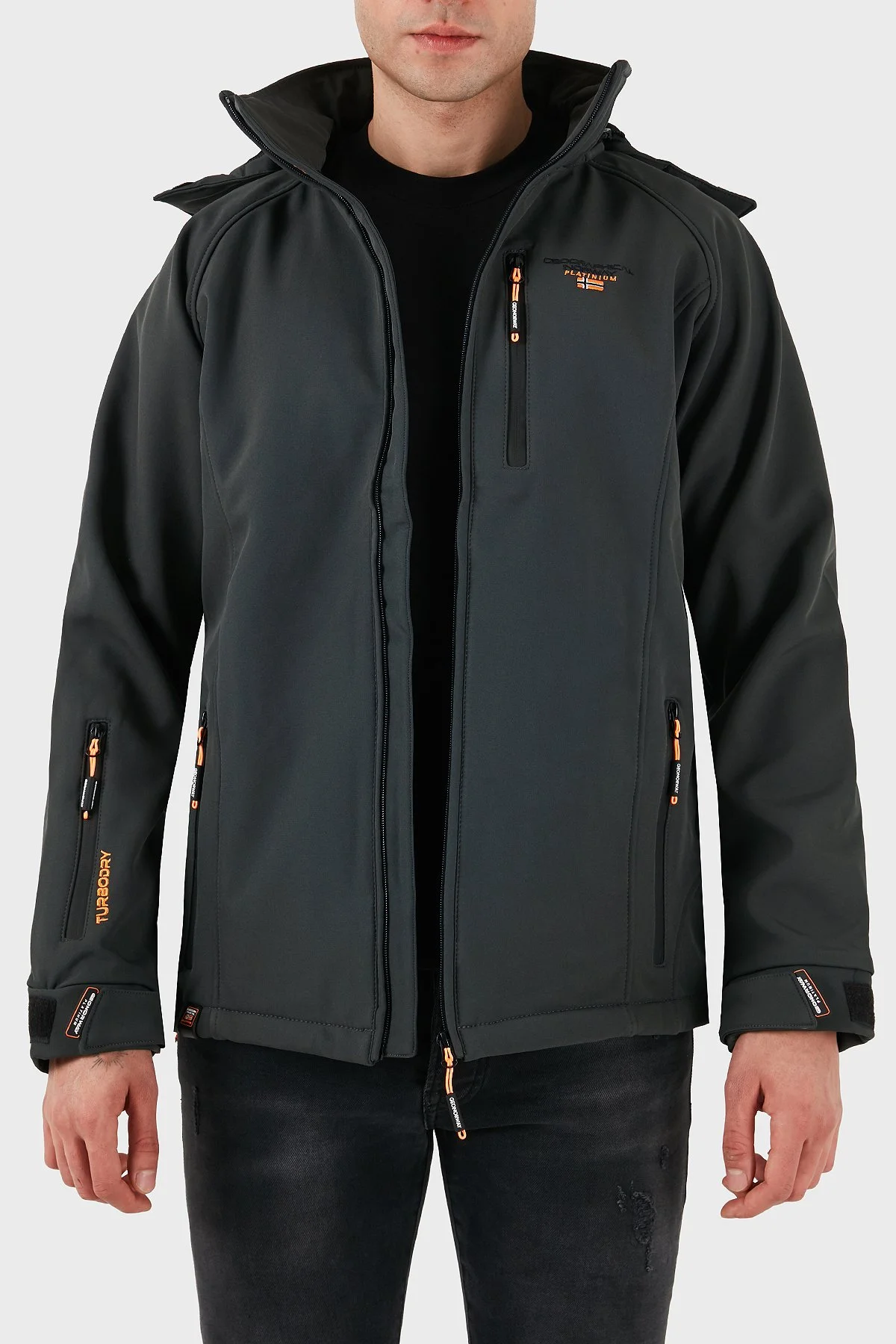 Norway Geographical Su Geçirmez Çıkarılabilir Kapüşonlu Outdoor Erkek Mont TABOO KOYU GRİ - 8