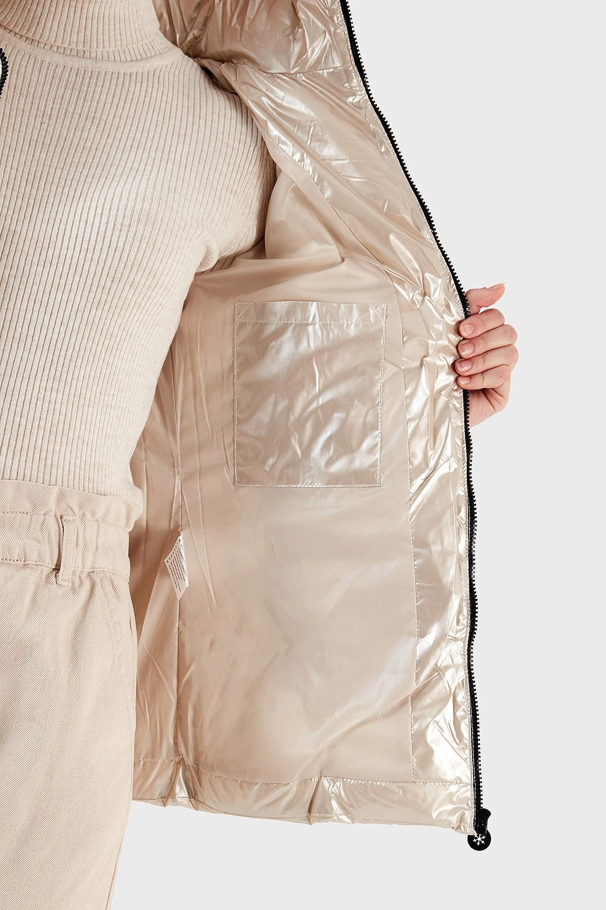 Norway Geographical Su Geçirmez Isı Yalıtımlı Çıkarılabilir Kapüşonlu Softshell Bayan Mont BOSHINY BEJ - 5