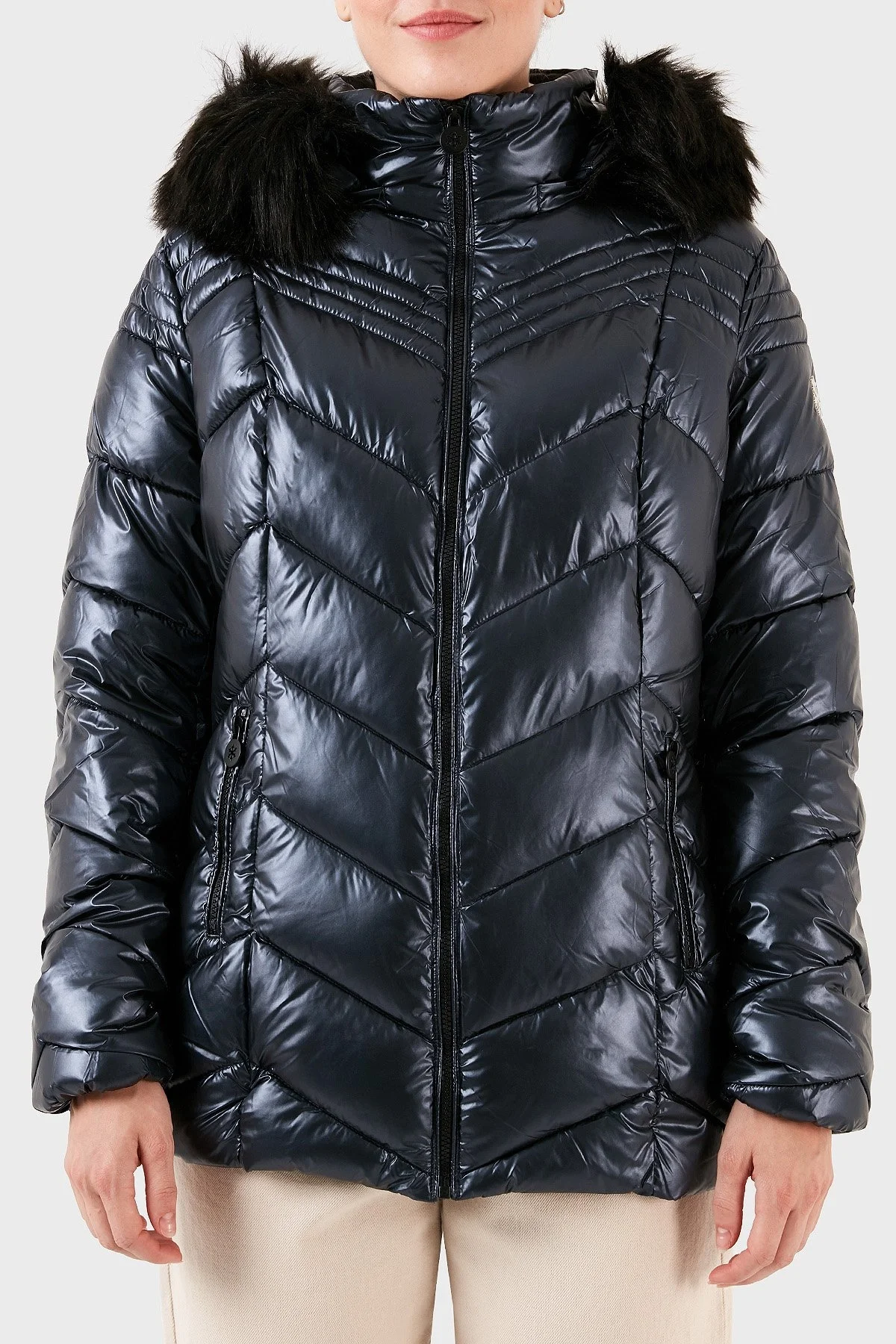 Norway Geographical Su Geçirmez Isı Yalıtımlı Çıkarılabilir Kapüşonlu Softshell Bayan Mont BOSHINY LACİVERT - 1