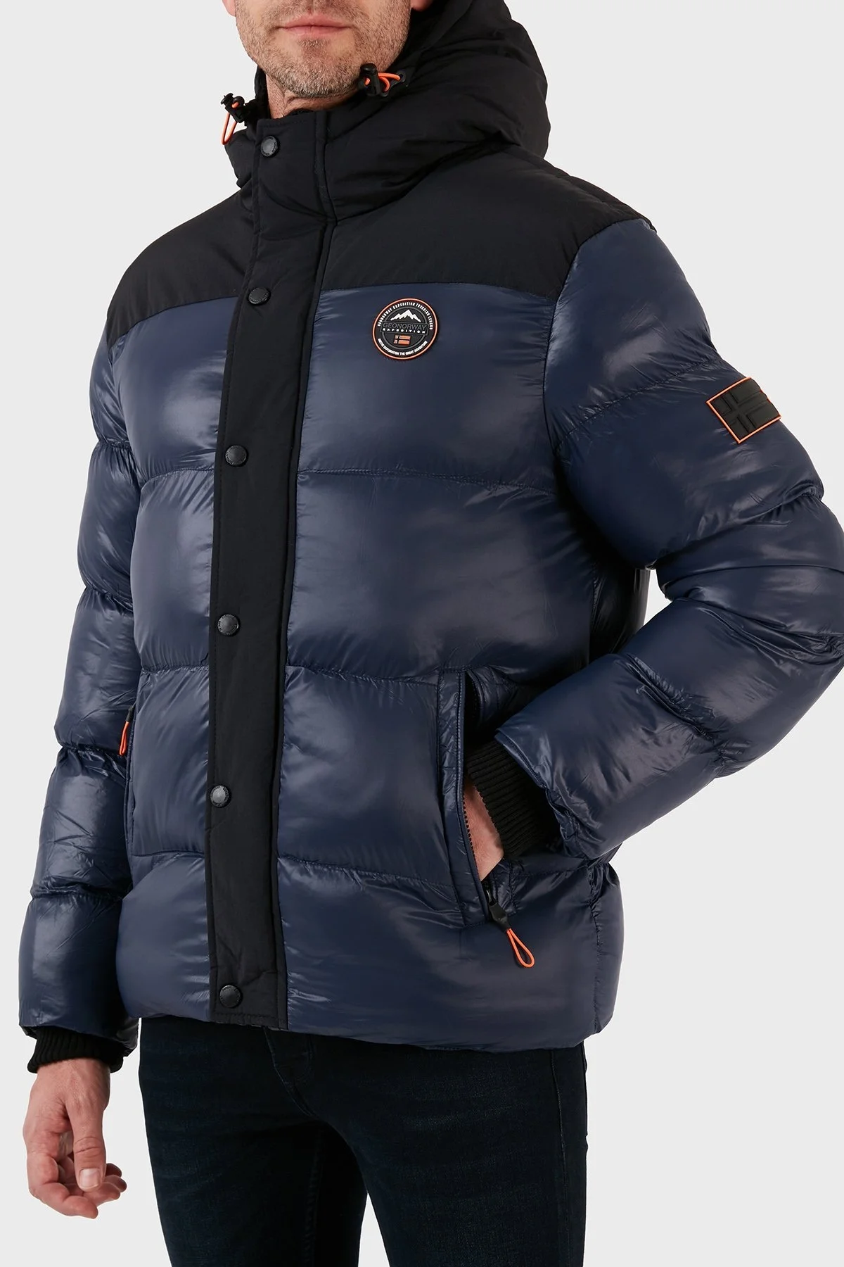 Norway Geographical Su ve Rüzgar Geçirmez Kapüşonlu Outdoor Erkek Mont BINAEL LACİVERT - 6