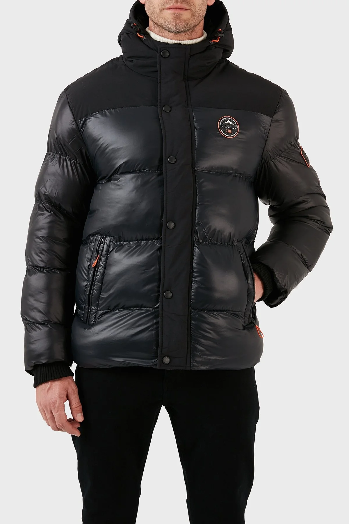 Norway Geographical Su ve Rüzgar Geçirmez Kapüşonlu Outdoor Erkek Mont BINAEL SİYAH - 1