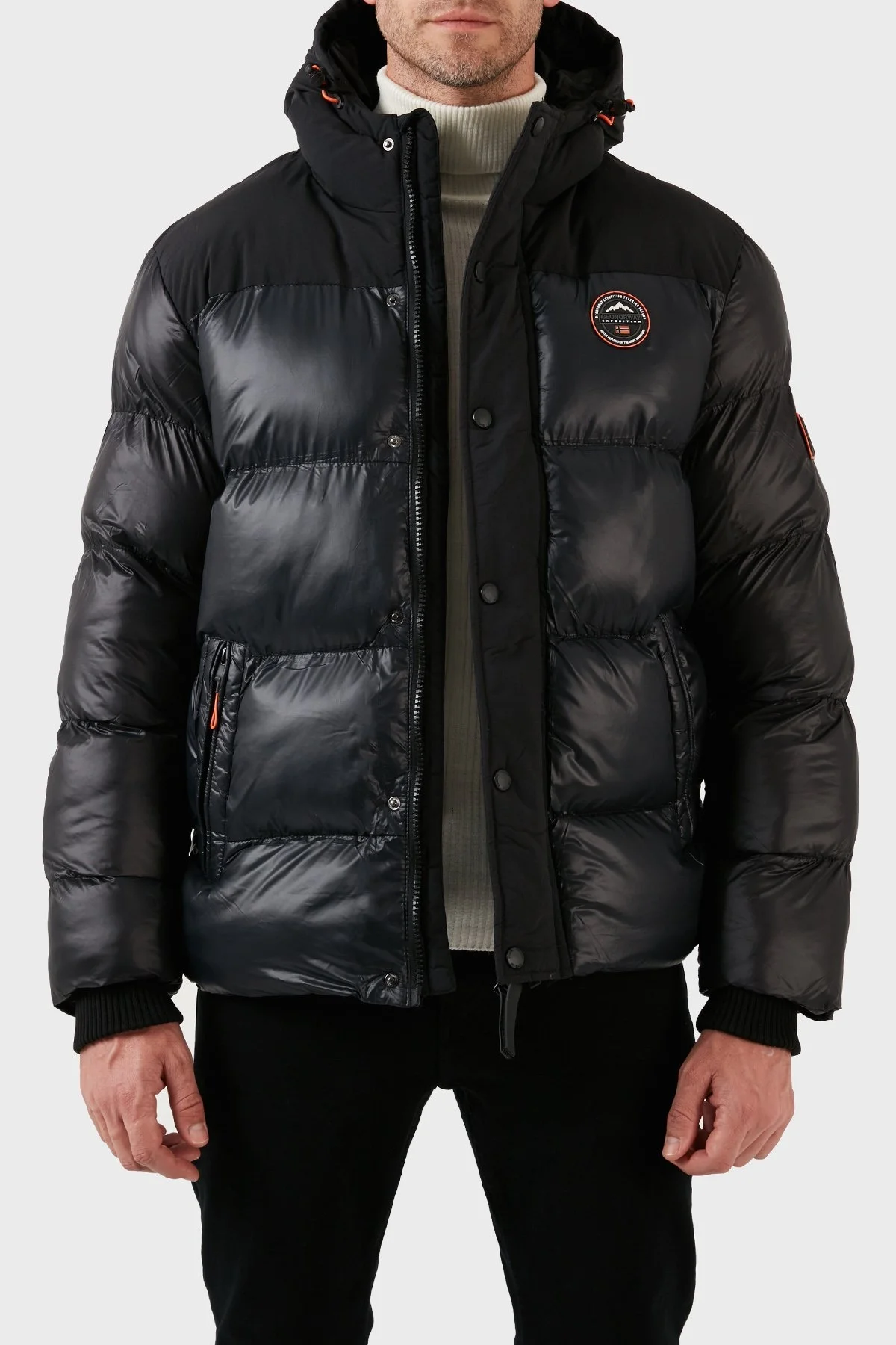 Norway Geographical Su ve Rüzgar Geçirmez Kapüşonlu Outdoor Erkek Mont BINAEL SİYAH - 4