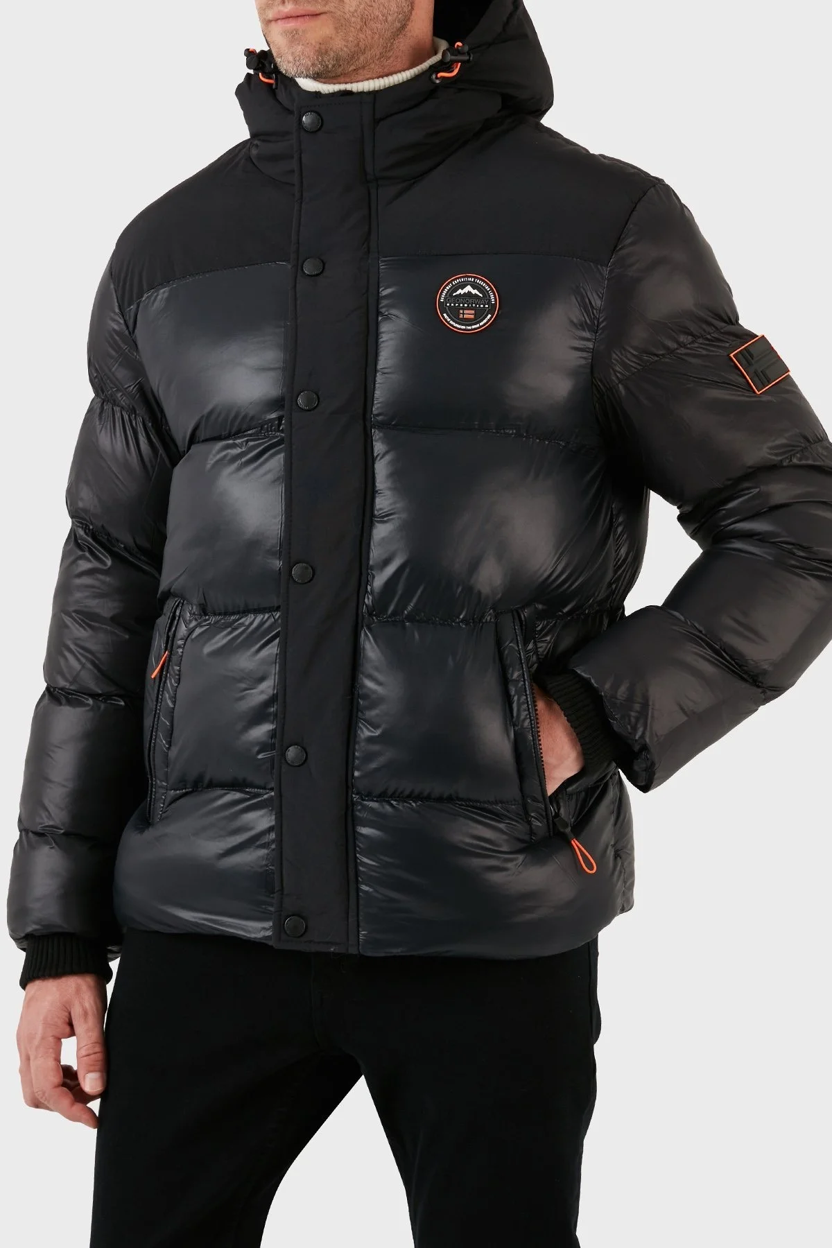 Norway Geographical Su ve Rüzgar Geçirmez Kapüşonlu Outdoor Erkek Mont BINAEL SİYAH - 6