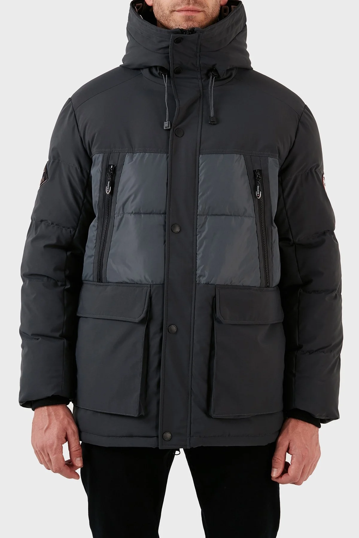 Norway Geographical Su ve Rüzgar Geçirmez Kapüşonlu Outdoor Erkek Parka ALEGROU KOYU GRİ - 1