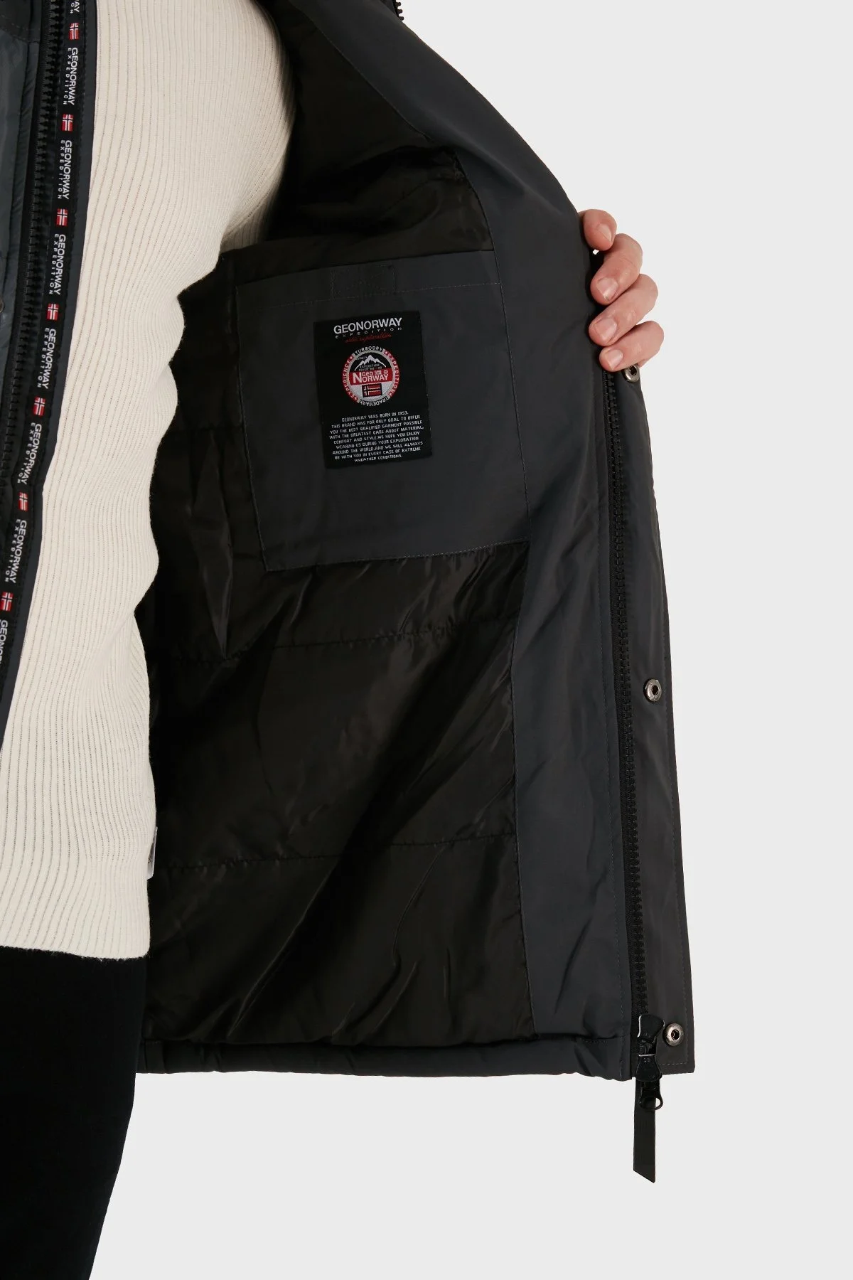 Norway Geographical Su ve Rüzgar Geçirmez Kapüşonlu Outdoor Erkek Parka ALEGROU KOYU GRİ - 5